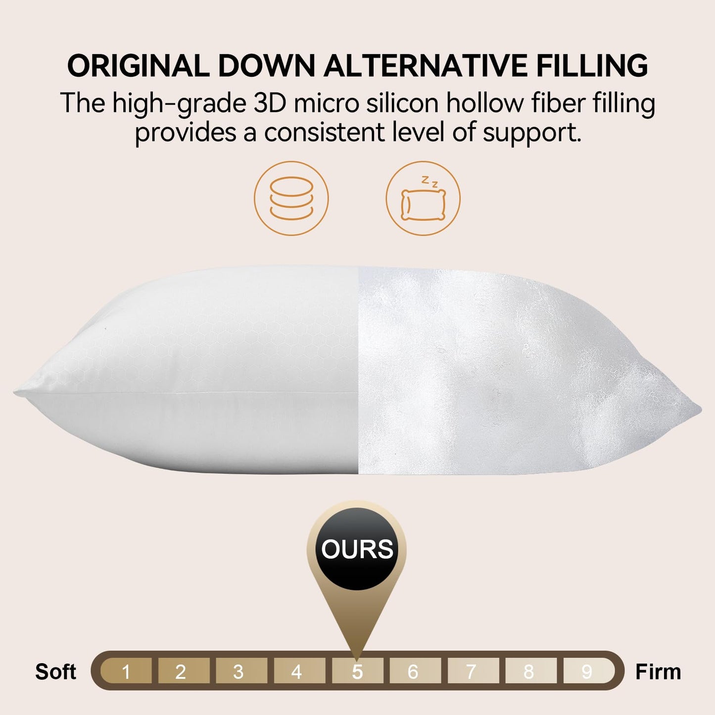 LAVANCE Pillows King Size Set of 2, Honeycomb Embossed Fabric Down Alternative Filling Bed Pillows for Sleeping, Luxury Fluffy Hotel Quality for Side, Back, and Stomach Sleepers, 20"x36"