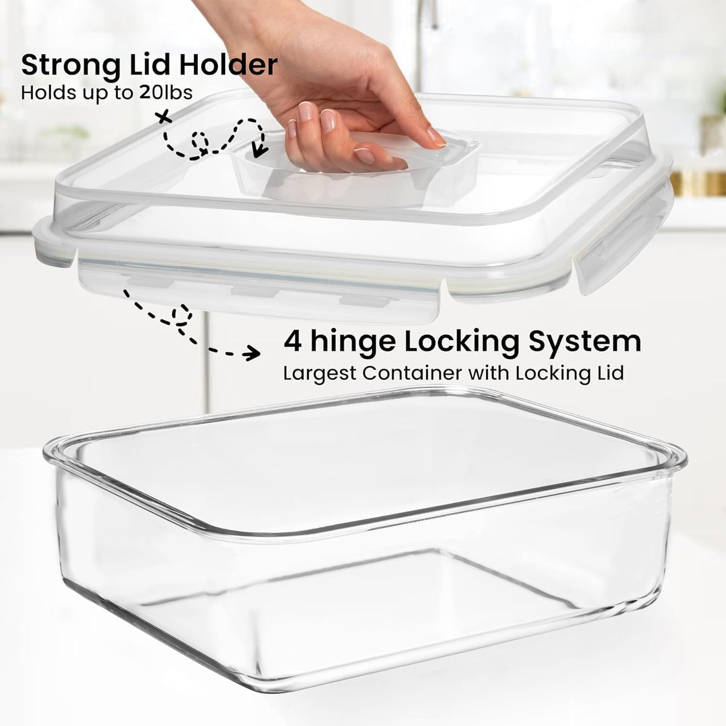 Razab 4800 ML / 163 oz / 21 Cup Large Glass Container Food Storage with Lids - Leakproof, BPA-Free Large Meal Prep Container Ideal for Roasting Turkey, Store Leftover - Microwave & Oven Safe