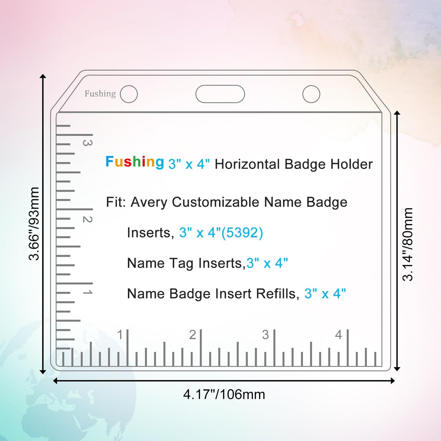 Fushing 3x4 Clear PVC No Zipper Horizontal Name Tag Holders - ID Card Holders for 3 x 4 Inch Name Badge Inserts (200)
