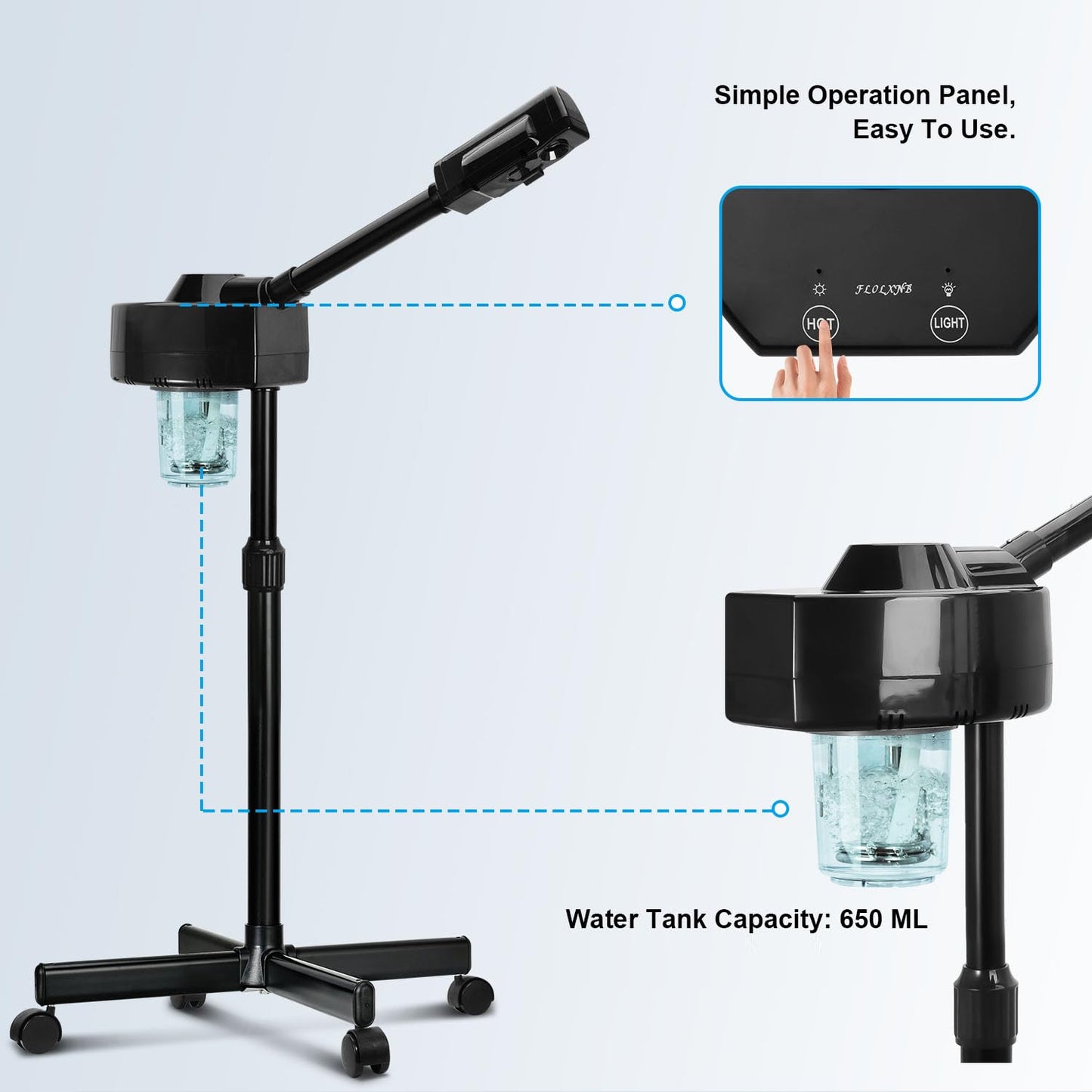 Professional Facial Steamer, Face Steamer with Hot Mist, Esthetician Facial Steamers Salon Spa Beauty Skin Care Equipment