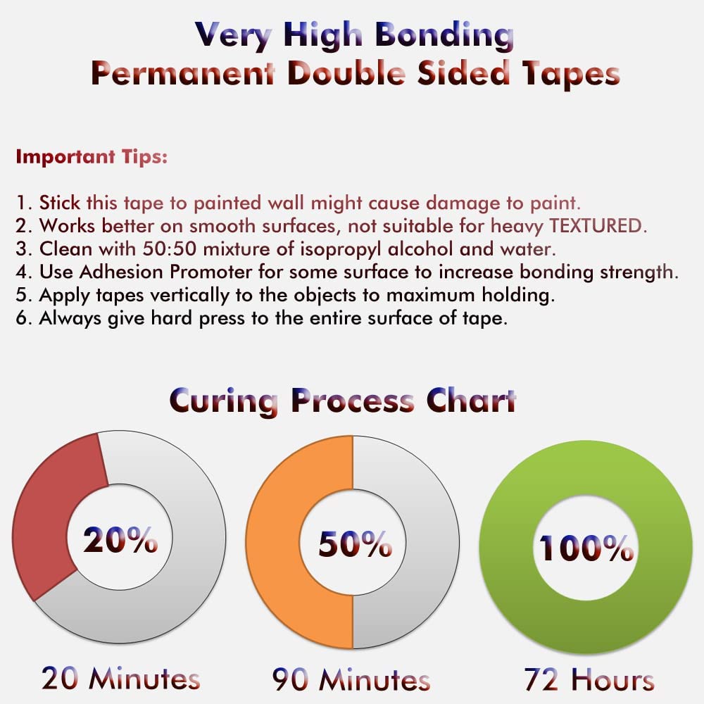 LLPT Double Sided Tape Mounting Tape 2" x 18 Ft Heavy Duty Waterproof Black Foam Tape for Home Office Automotive Decorations Mountings Compatible with 3M 5952 (G595250mm)