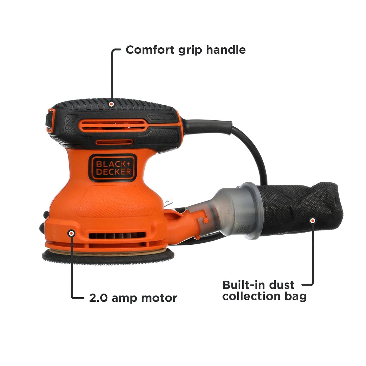 BLACK+DECKER Random Orbit Sander, 5-Inch (BDERO100)