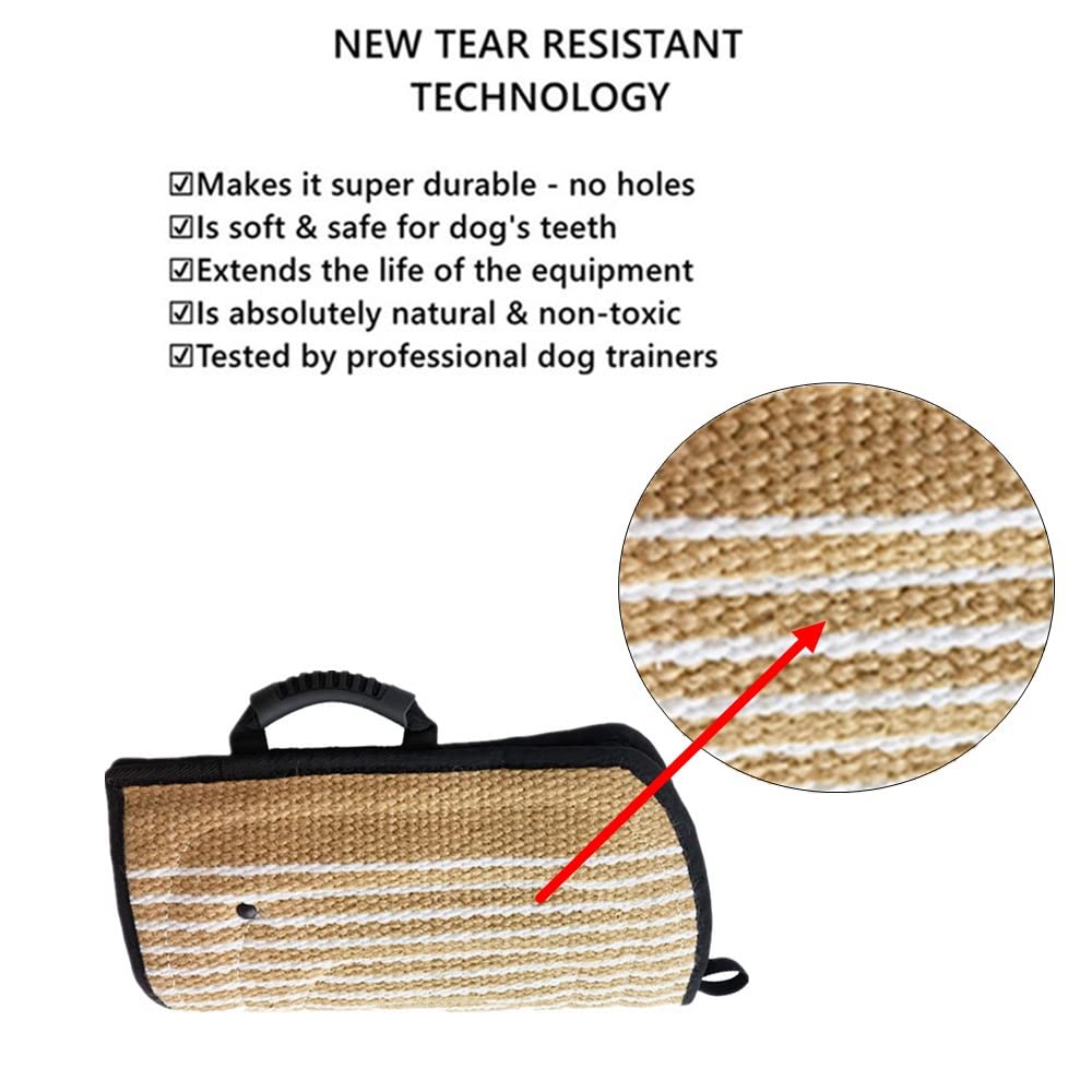 ONEPETT Dog Bite Sleeve Training Protection Arm Jute Chew Tug Toy for K9 Work Dog Pitbull German Shepherd Puppy Young Dogs Jump Training Equipment (Black)