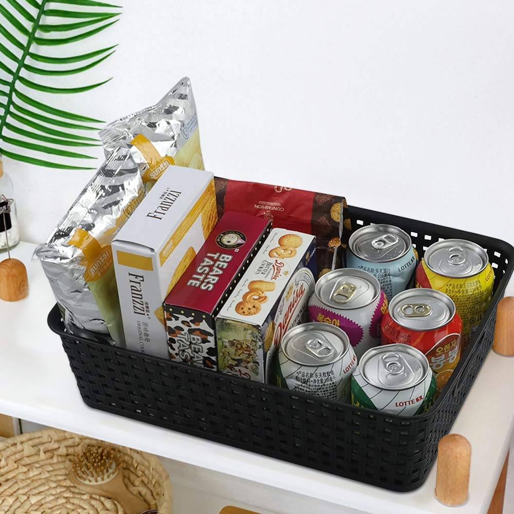 Qqbine Plastic Office A4 Basket Tray, Desk Tray Organizer, Black, 5 Packs