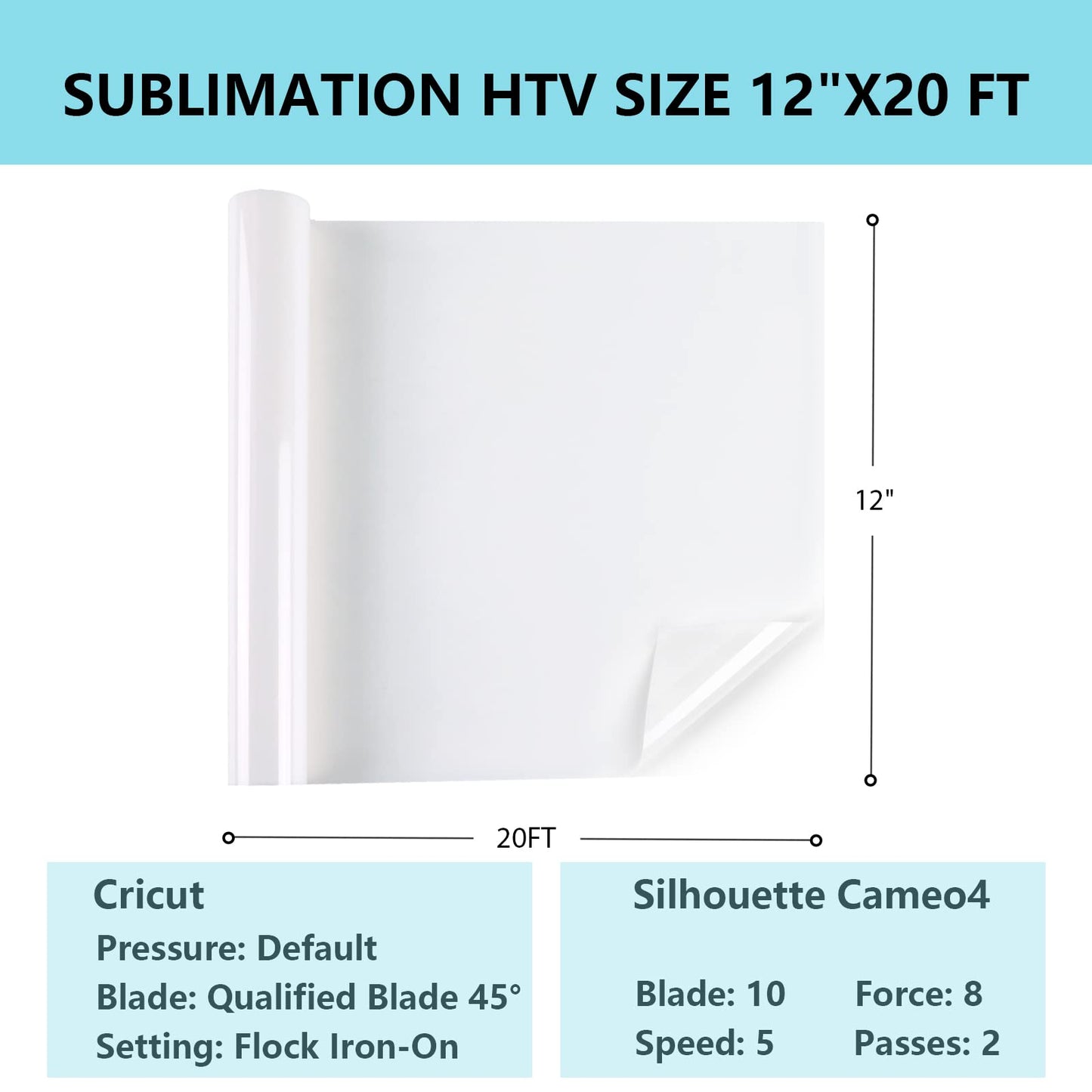 HTVRONT Sublimation HTV for Dark/Light Fabric - 12" X 20FT Sublimation Vinyl Matte - Sublimation Blanks for Sublimation Shirts/Bag/Hat/Pillow