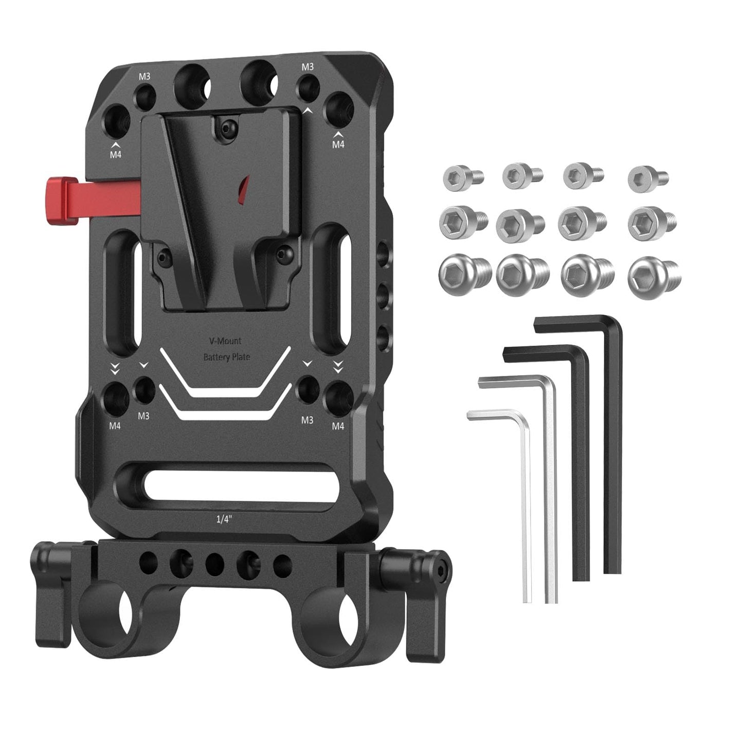 SMALLRIG V Mount Battery Plate, V-Lock Battery Plate with Dual 15mm Rod Clamp, 1/4"-20 & 3/8"-16 Threaded Holes V Mount Battery VB99 SE / VB99 / VB99 Pro, for Neewer PS099E