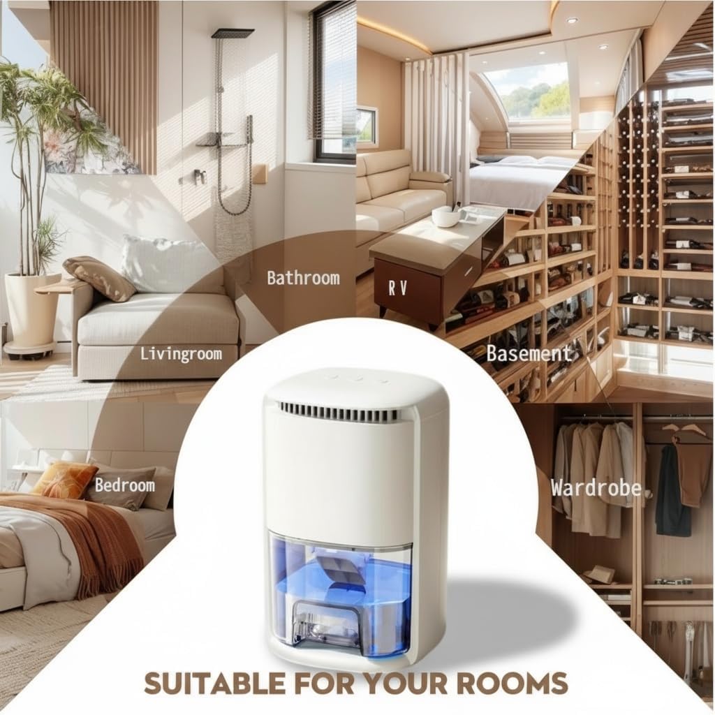 Dehumidifiers for Home, 34OZ Deshumidificateur Déshumidificateur Dehumidifiers for Bedroom Bathroom Small Dehumidifier Mini for RV Chambre Car, Auto Shut off, Ultra-Quiet with Sleep Mode (White)