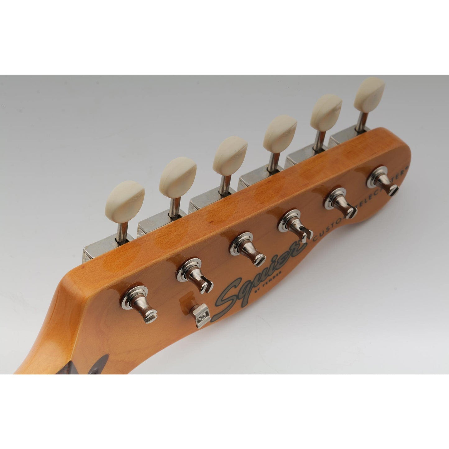 Wilkinson Deluxe WJ55 Vintage 6 Inline Guitar Tuners Split Post Machine Heads Tuning Pegs Keys for Classic Vibe Fender Strat/Tele Style Electric Guitar, Nickel with Off White Button