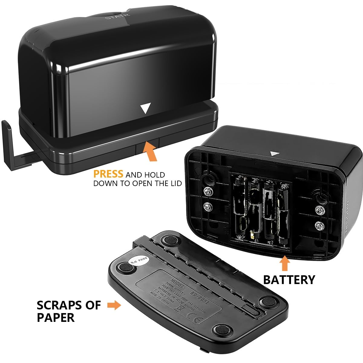 Electric 2 Hole Punch,VEYETTE Black Hole Punch,Punches Up to of 12-15 Sheets Paper, AC or Battery