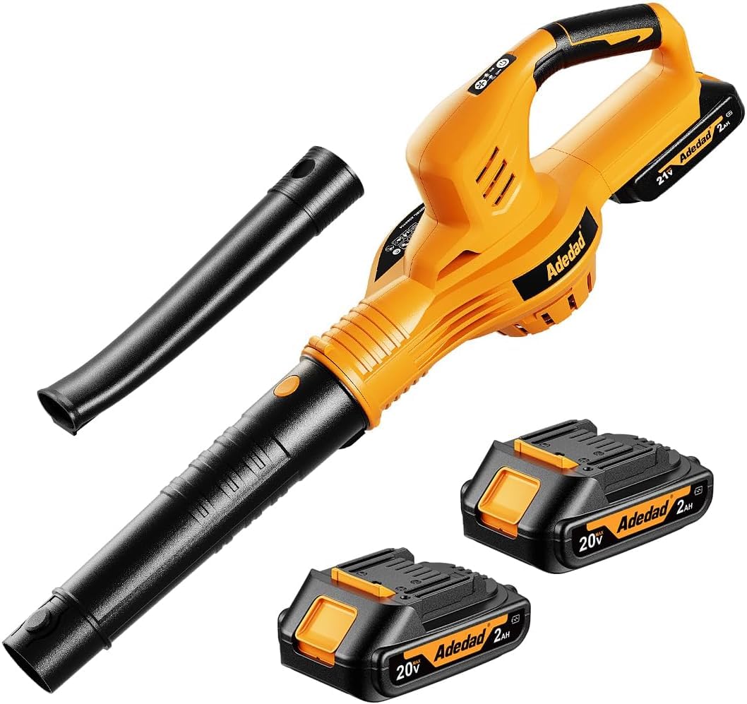 Leaf Blower Cordless, 20V Leaf Blowers with 2X Battery and Charger 150MPH 2 Speed Electric Blower for Lawn Care,Patio, Garden, House, Depot