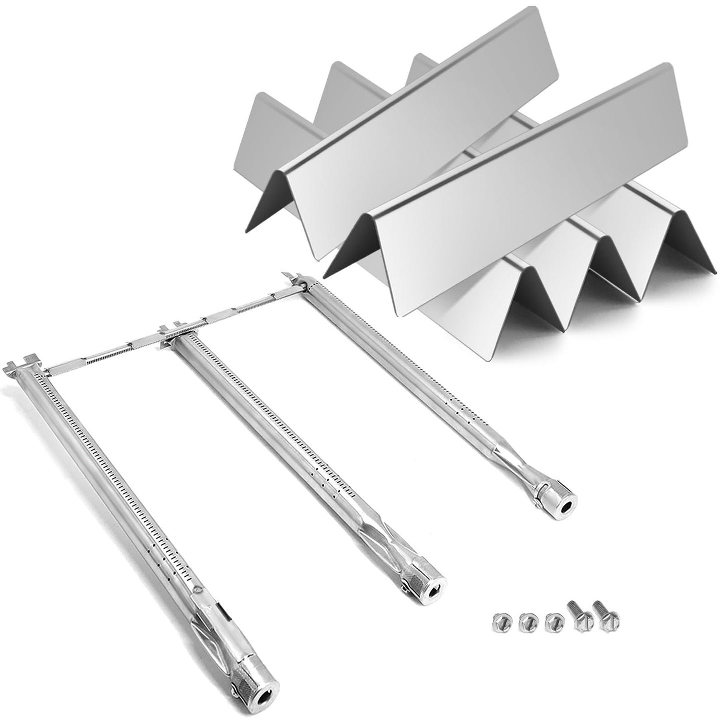 Hiorucet 7636 Flavorizer Bars and 69787 Burner Tube Replacement Kit for Weber Spirit 300 Series, Spirit E310 E320 E330 S310 S320 S330 with Front Control, 15.3" Heat Plate and 18" Grill Burner