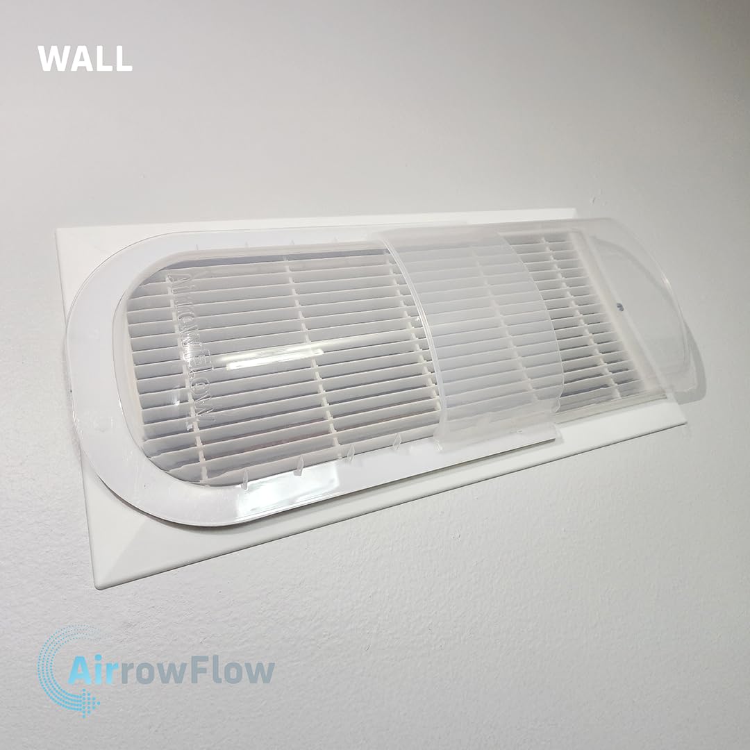 Sideways Floor Wall Ceiling Air Vent Deflector for Under Furniture Heat and Air Deflecting, Fits Vents 3" - 7" Wide, Also Extends Lengthwise up to 17.5", Foam Tape for Tight Seal