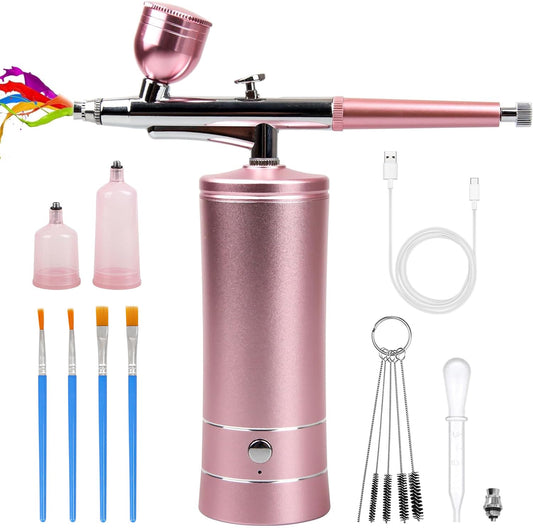 Airbrush-Kit Rechargeable Cordless Airbrush Compressor - Auto Handheld Airbrush Gun, Airbrush Set Portable Wireless Air Brush for Barber, Nail Art, Cake Decor, Makeup, Model Painting