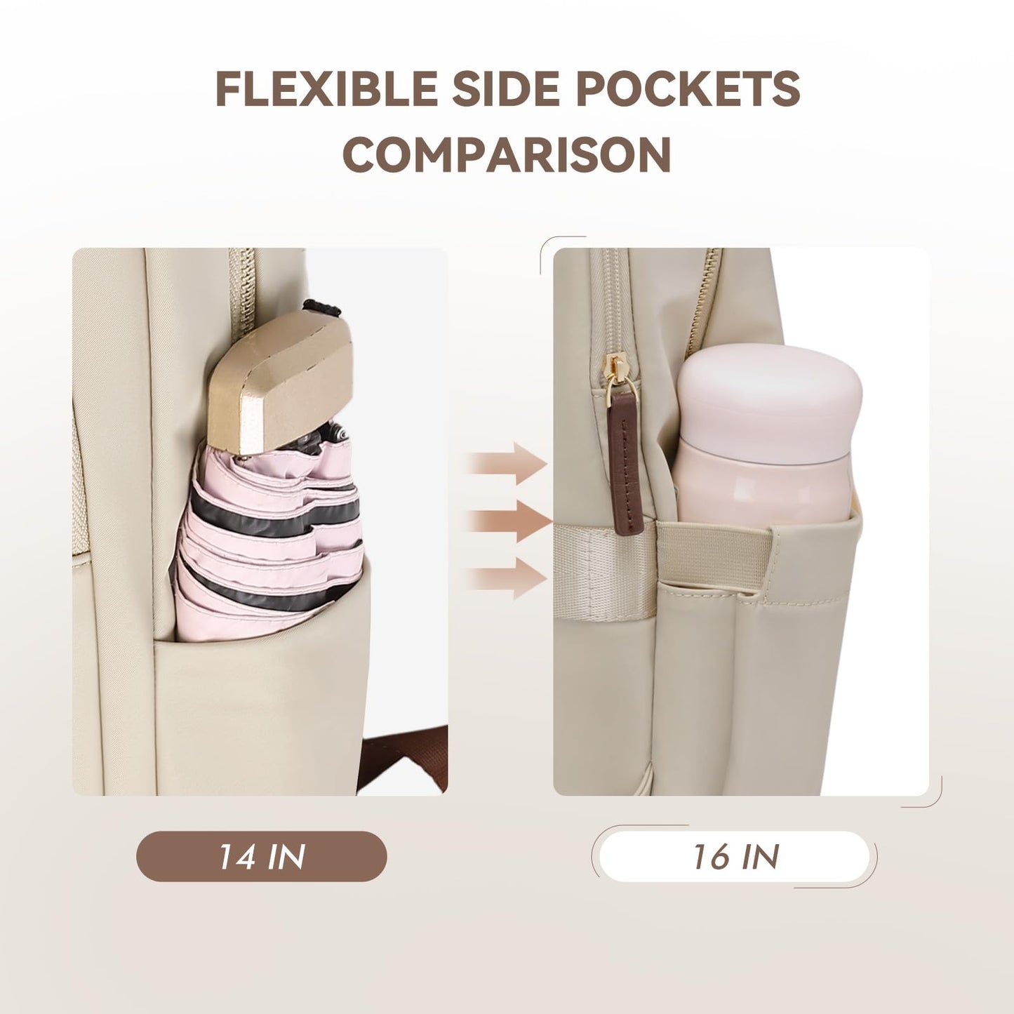 GOLF QUALITY Laptop Backpack for Women Travel Work Commute Casual Daypack Backpack Purse Computer Bags Fit 14 Inch Notebook, Apricot
