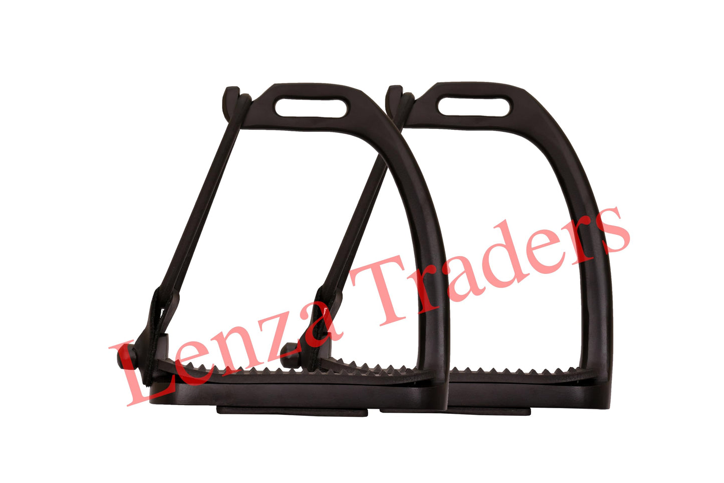 Peacock Black Matte Safety Stirrups Horse Riding S/Steel with TREADS (4.5" inch)