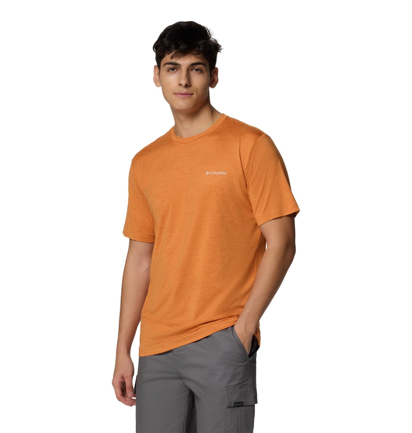 Columbia Men's Kwick Hike Back Graphic Short Sleeve Tee, Tuscan Heather/Planet Watch, Large