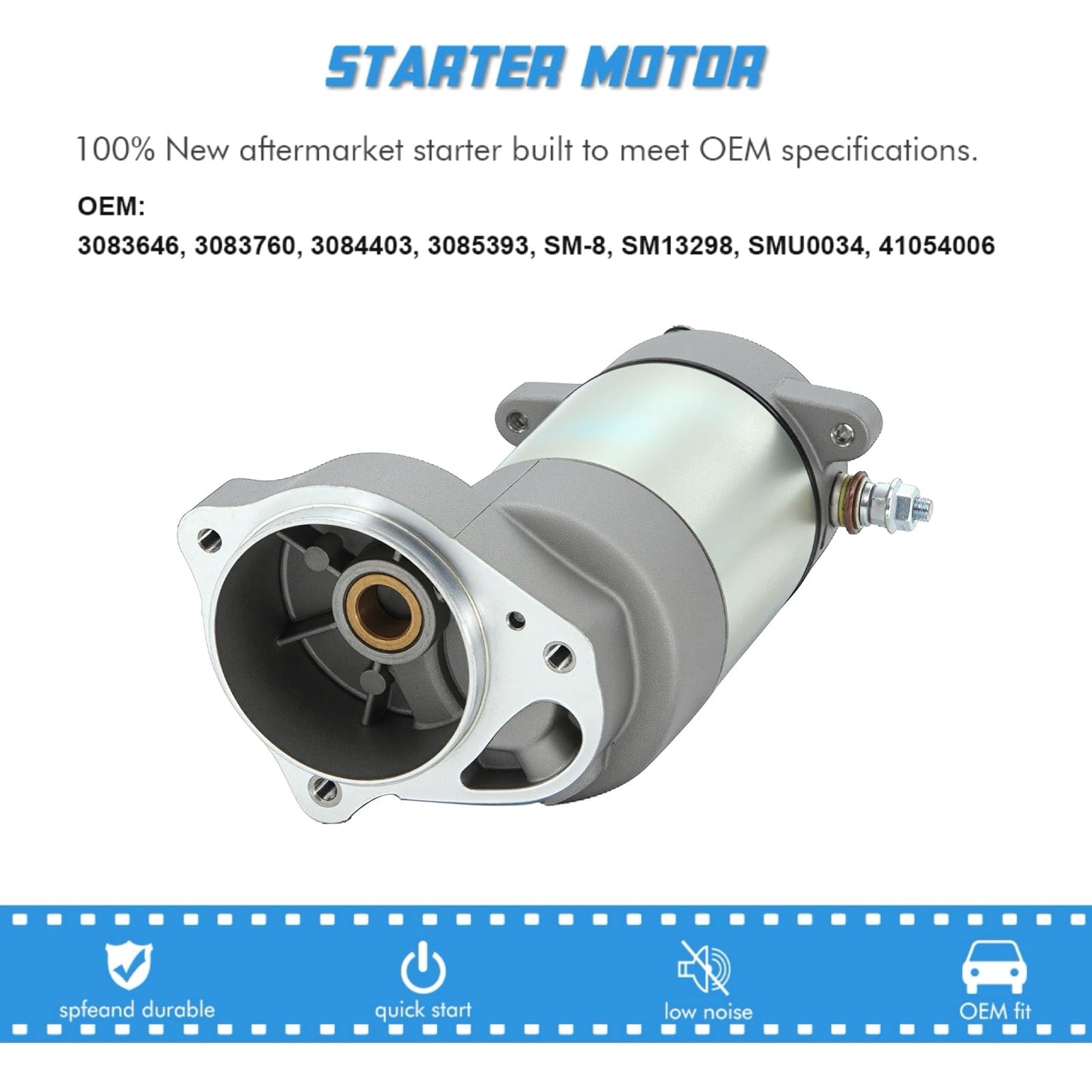 Starter Motor Replacement High Torque for Polaris ATV Xplorer 250 300 350 400 Trail Boss 350L Scrambler 400 3085393 Replaces #3083646, 3083748, 3083760, 3083933, 3084403, 3085393