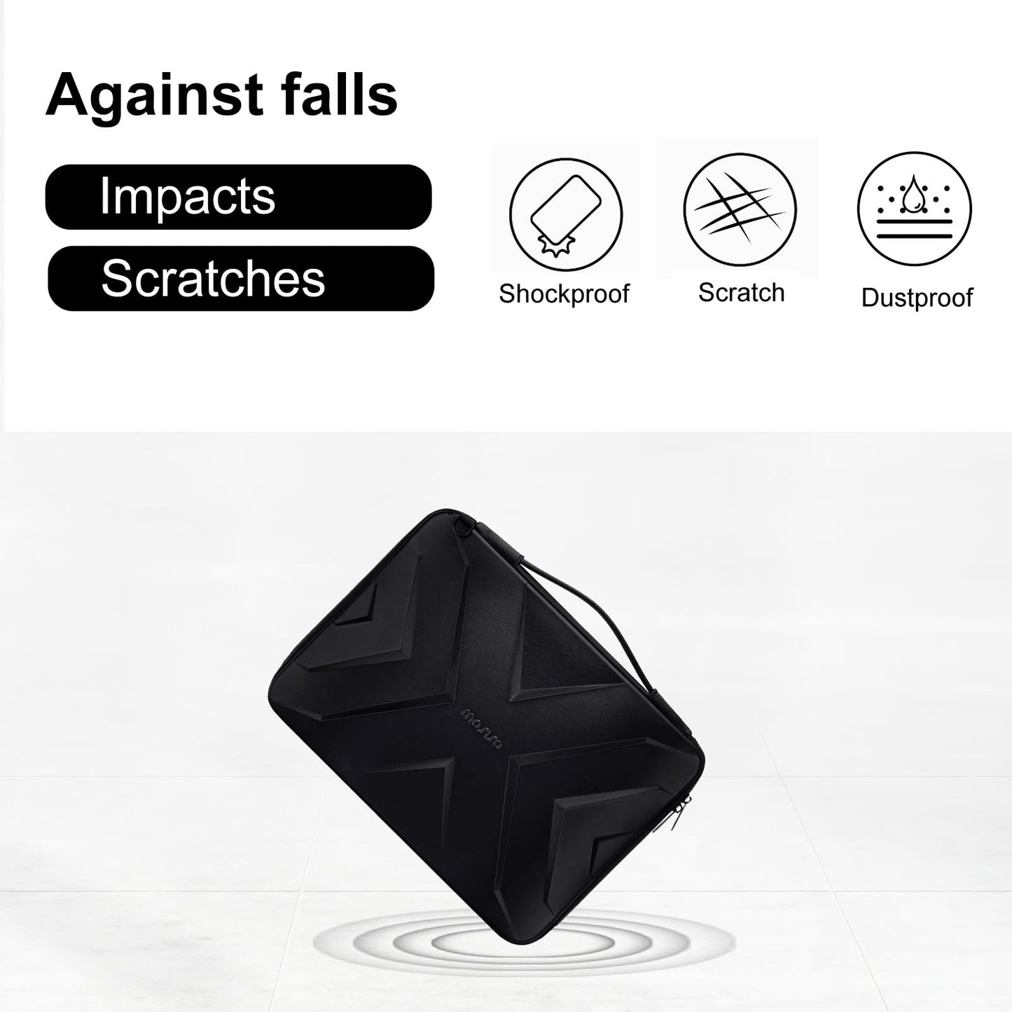 MOSISO Hard Shell Laptop Sleeve Shoulder Bag, 15.6 inch Computer Bag Compatible with MacBook, HP, Dell, Lenovo, Asus, Notebook, 16 inch Symmetric Geometric Waterproof EVA Carrying Case, Black