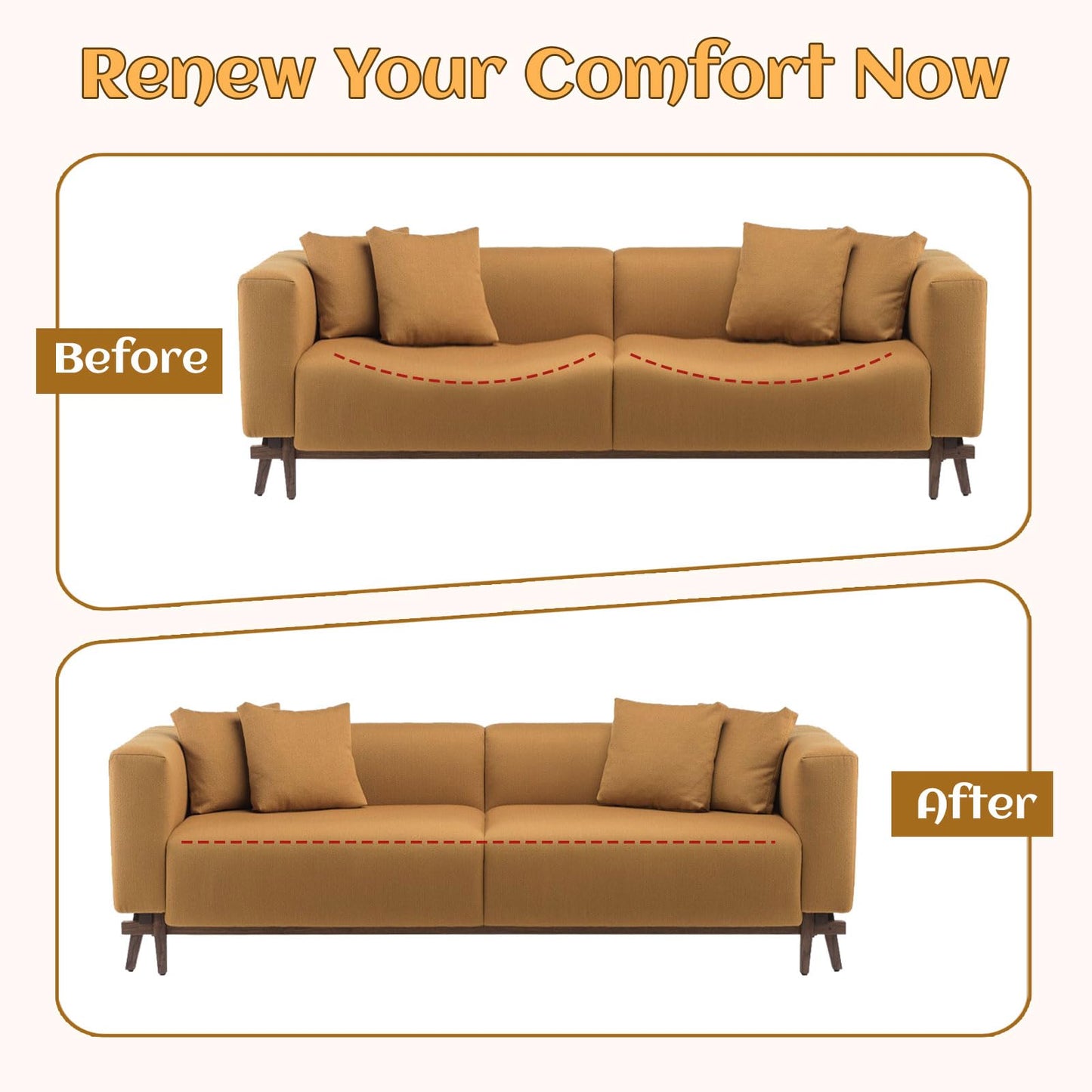 20"x20" High-Density Foam Cushions for Sofa Couch Cushion Support Inserts, Curved Design for Sagging Seat Repair, Black Set of 3 - Sofa Seat Support for Couch, Loveseat, and Sectional Furniture