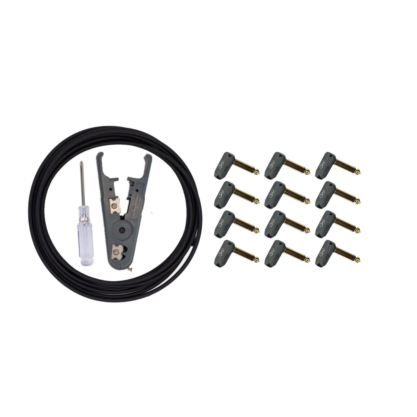 Kurrent Electric Solderless Guitar Pedal Cable Kit 6 Pack for Pedalboard Right Angle Low Profile Connectors for Custom Pedalboard