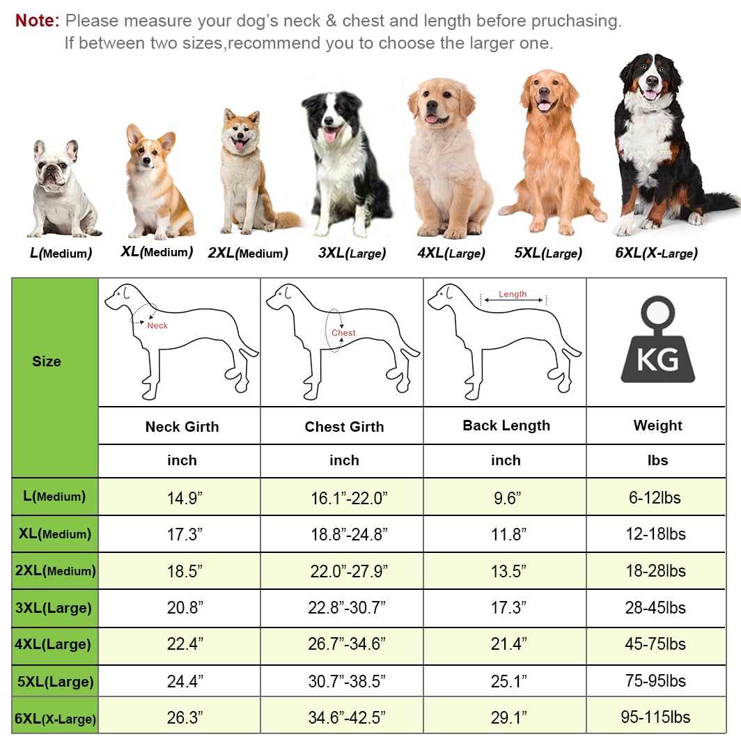 Waterproof Dog Winter Coat, Reflective Turtleneck Design, Fleece Jacket with Snow Protection for Large Dogs, Cold Weather Pet Apparel (Green, 5XL)
