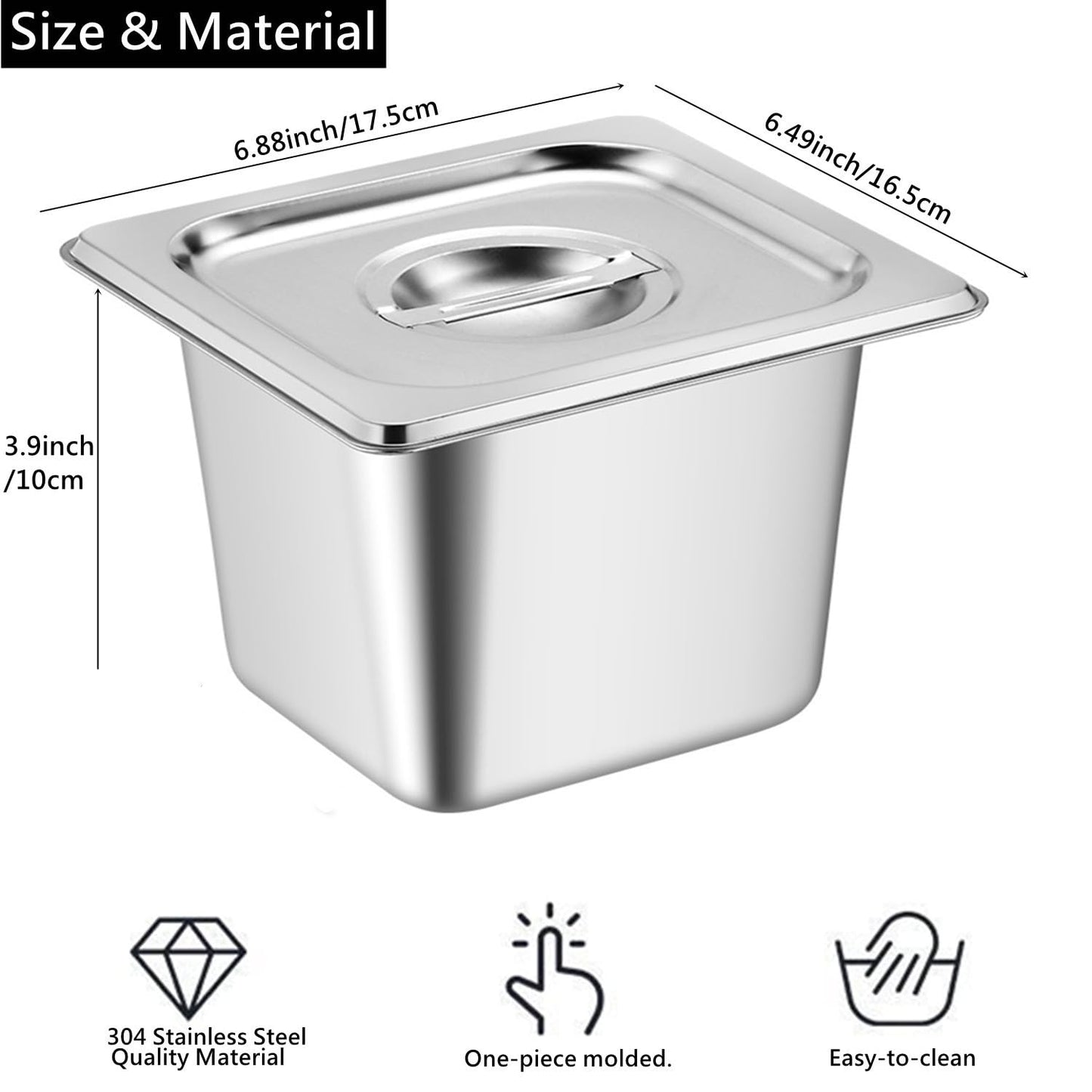 8 Set Stainless Steel Hotel Pans with Lids, 4 Inch Deep Commercial Food Pans, Steam Table Pans Catering Pans, Metal Food Containers for Kitchen, Restaurant, Party Buffet, Event, Canteen, Catering