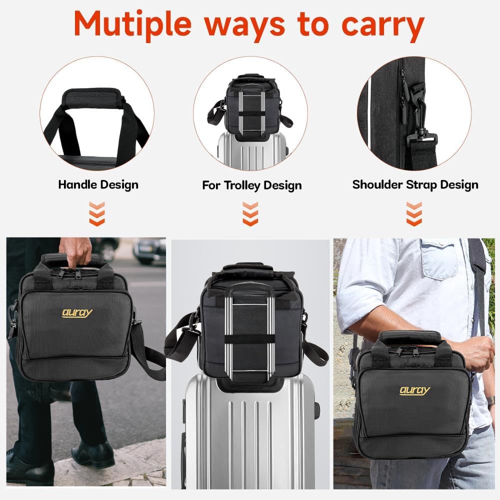 AURAY Nylon Padded Mixer Bag with Gear Protector, Removable Strap & Carry Handles - Fits Up to 10x10 inch Mixers, Weather-Resistant, Zipped Pockets - Ideal Storage Case for Travel and Audio Gear