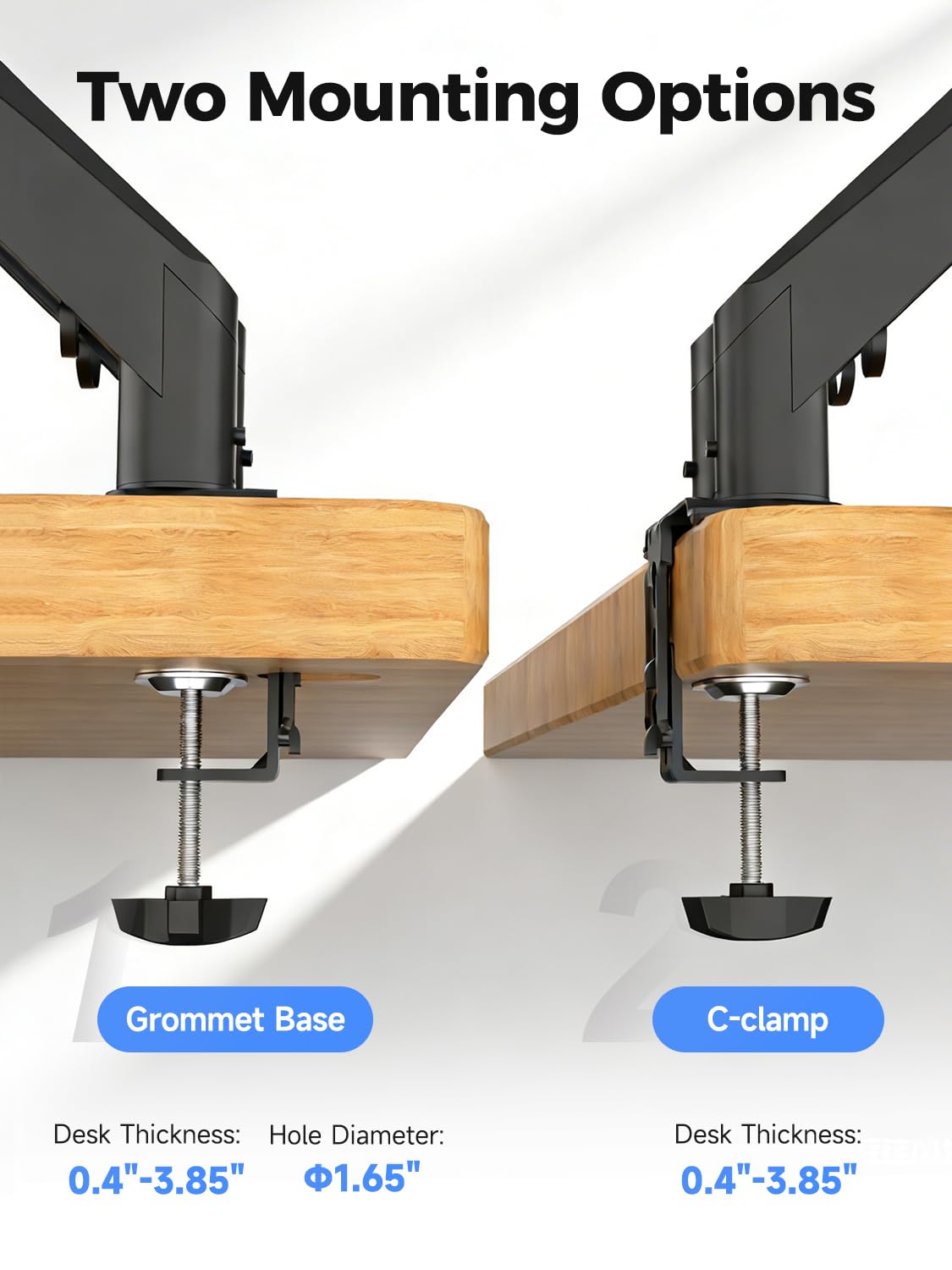 Suptek Dual Monitor Mount Stand-Height Adjustable Gas Spring Monitor Arm Desk Mount for 2 Computer Screens 17 to 32 inches - Each Arm Holds up to 22lbs,Black(MD8SP)