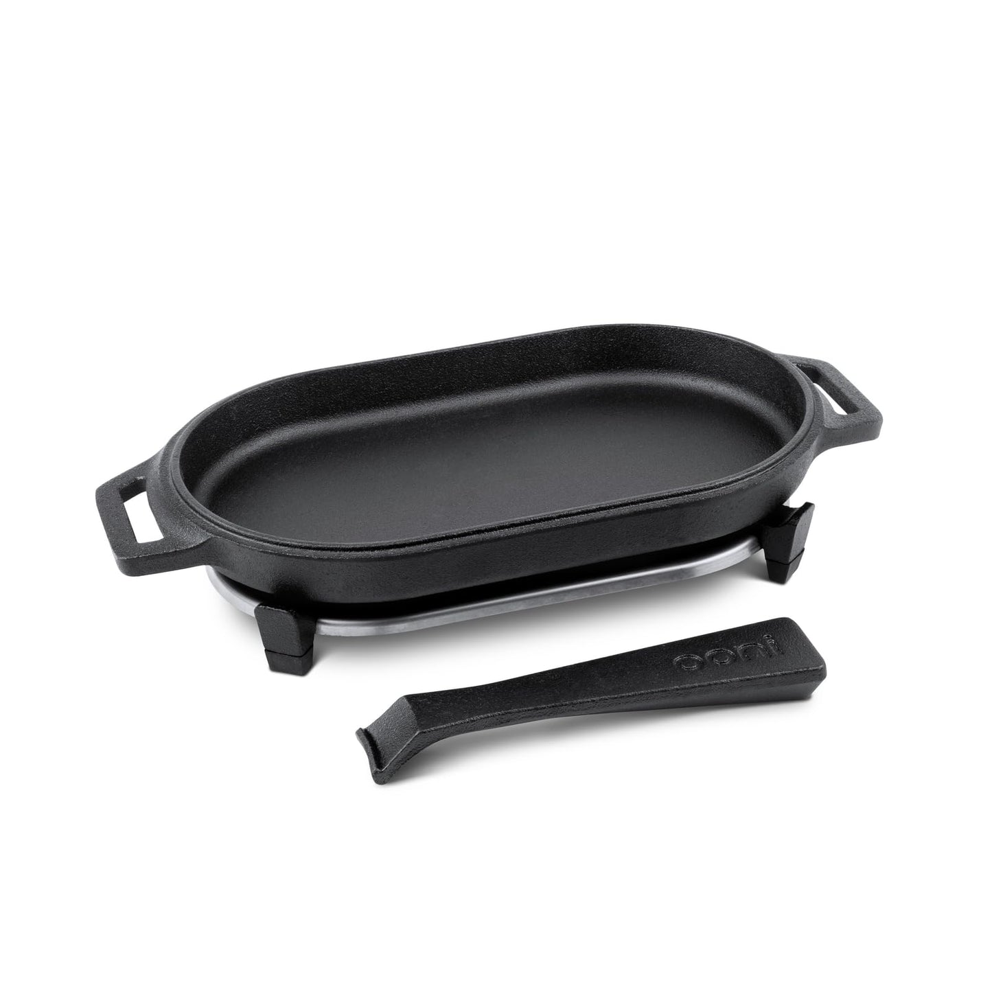 Ooni Cast Iron Sizzler Plate - Pan With Removable Handle - Pre-Seasoned Oven Safe Griddle Cookware