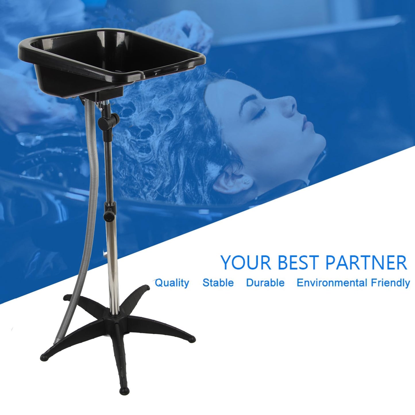 Wash Basin Plastic Shampoo Sink Salon Hairdressing Washing Portable Hair Treatment Barber Tools Height Adjustable with Drain Hose