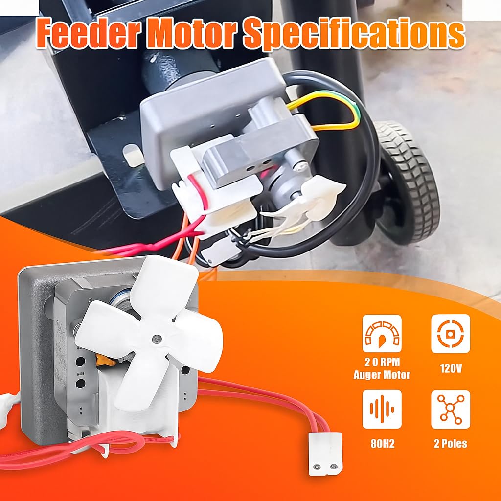 Upgraded 2.0 RPM Auger Motor Replacement for Pit Boss Pellet Grills, Compatible with Traeger & Camp Chef, 120V 60Hz 2 Pole Auger Motor Replacement Parts
