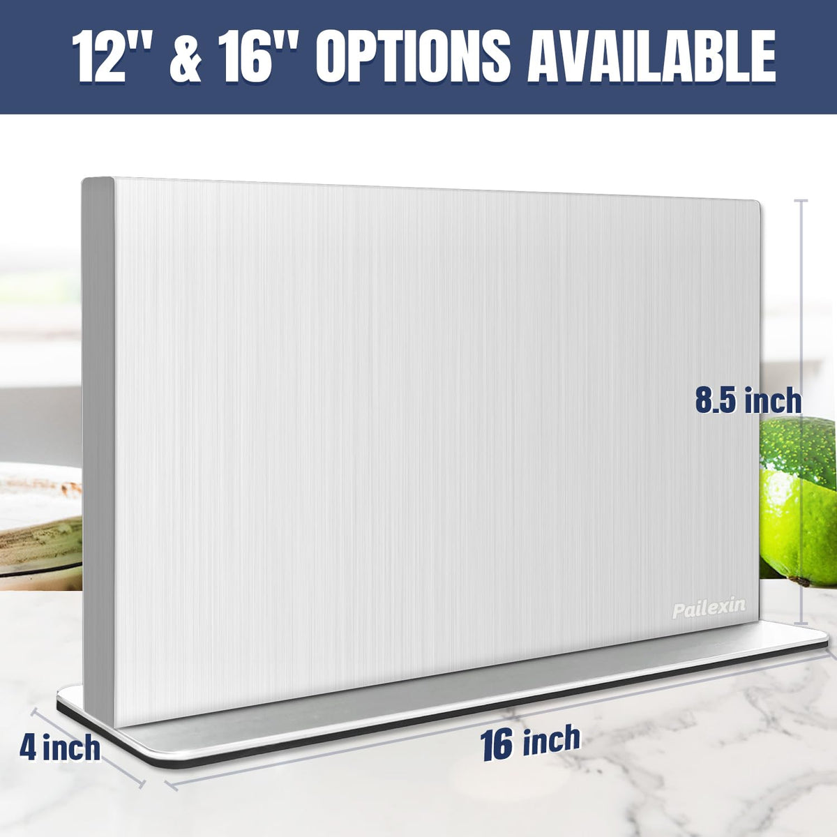 Pailexin Magnetic Knife Block Without Knives— Stainless Steel Double-Sided Magnetic Knife Holder Stand with Strong Magnets, Knife Storage Organizer for Kitchen Counter top, 16 inch