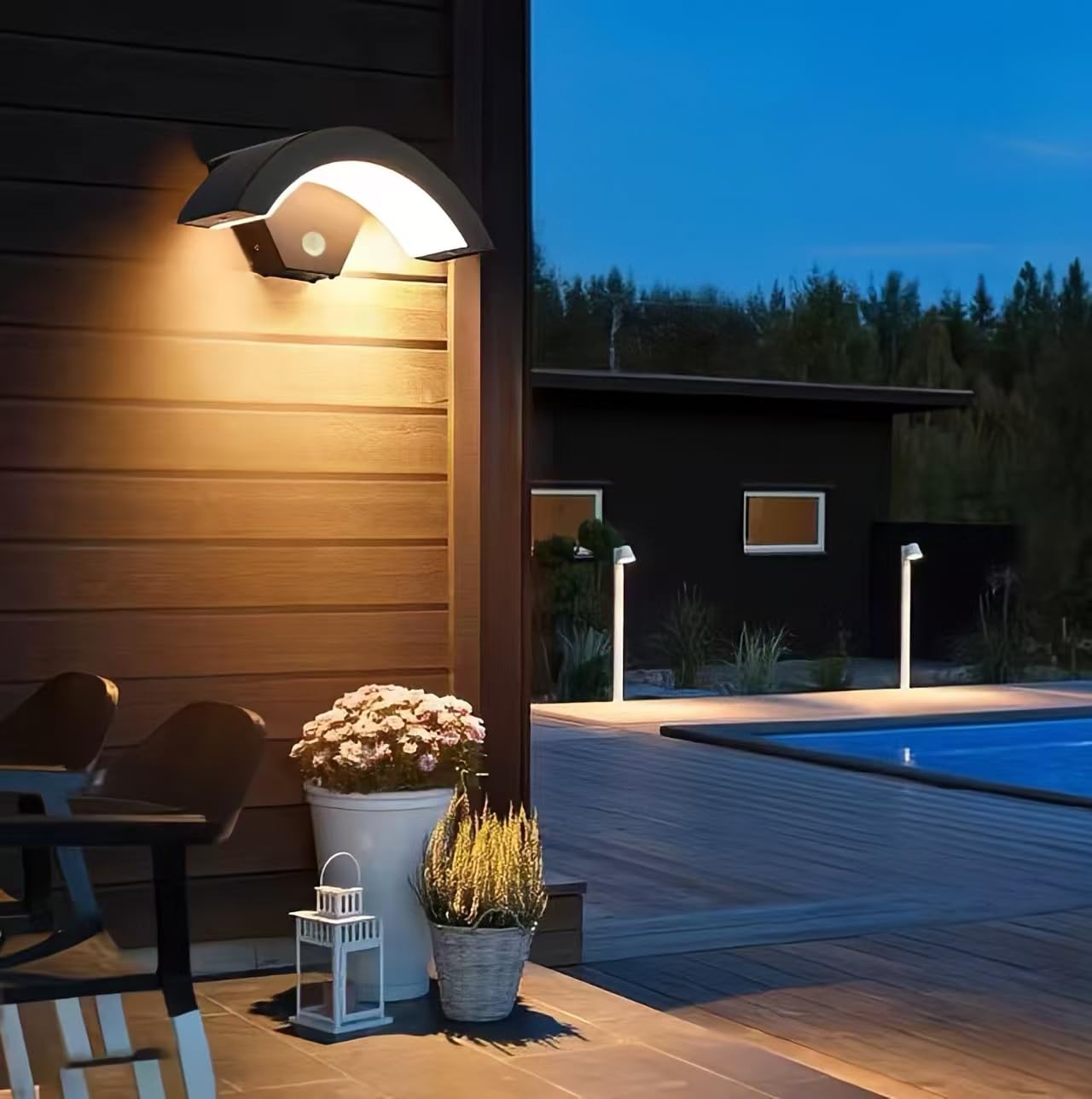 Ikenta Motion Sensor Outdoor Wall Lamp Lights LED, Porch Lights Outdoor Wall Lamps for Patio, Waterproof IP65 3000K 18W Aluminium