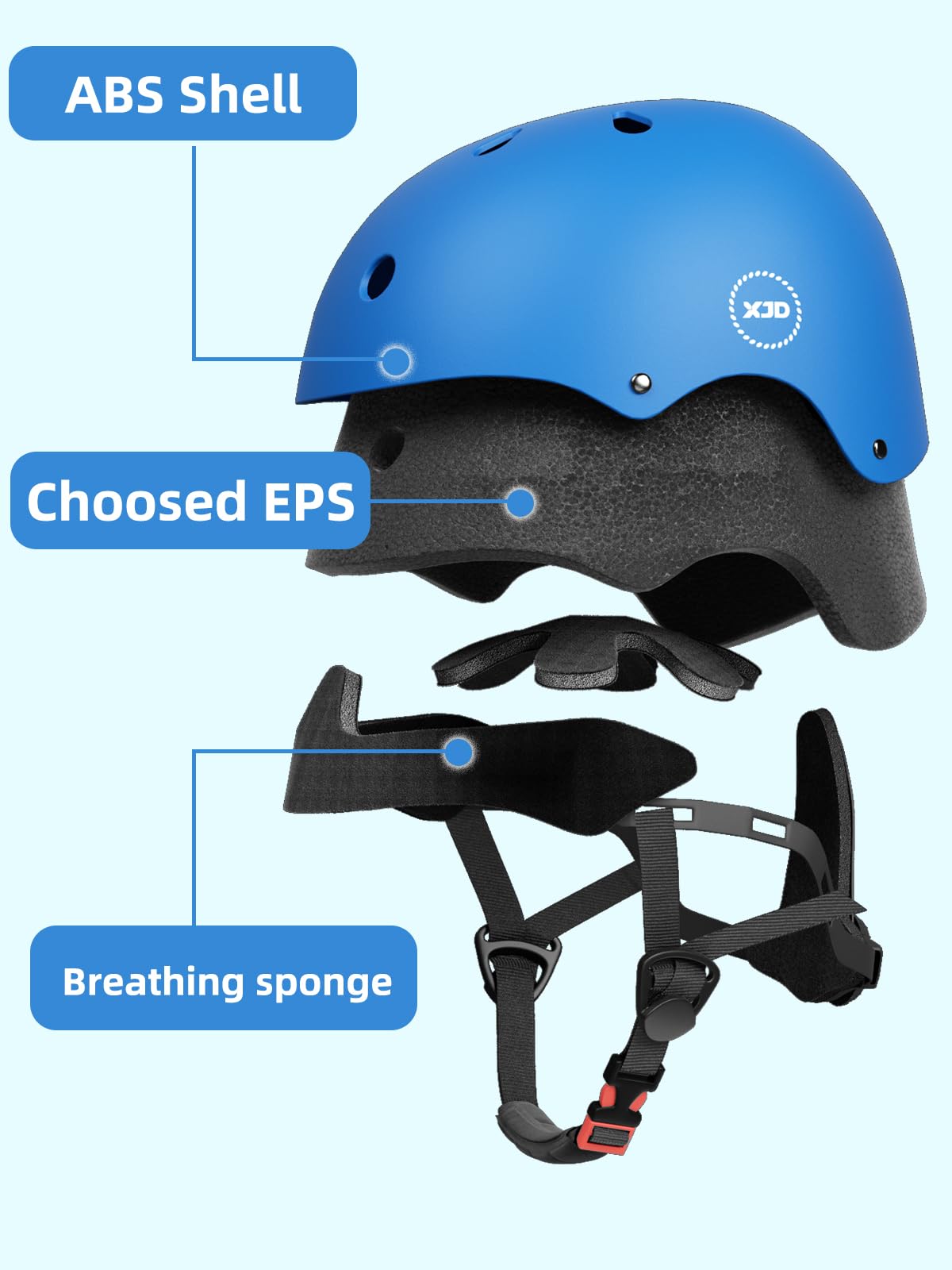 XJD Kids Helmet Toddlers Bike Helmet Age 3-13 Years Adjustable Skateboard Helmet for Cycle BMX Scooter Roller Skating for Children Boys/Girls (Blue, X-Small)