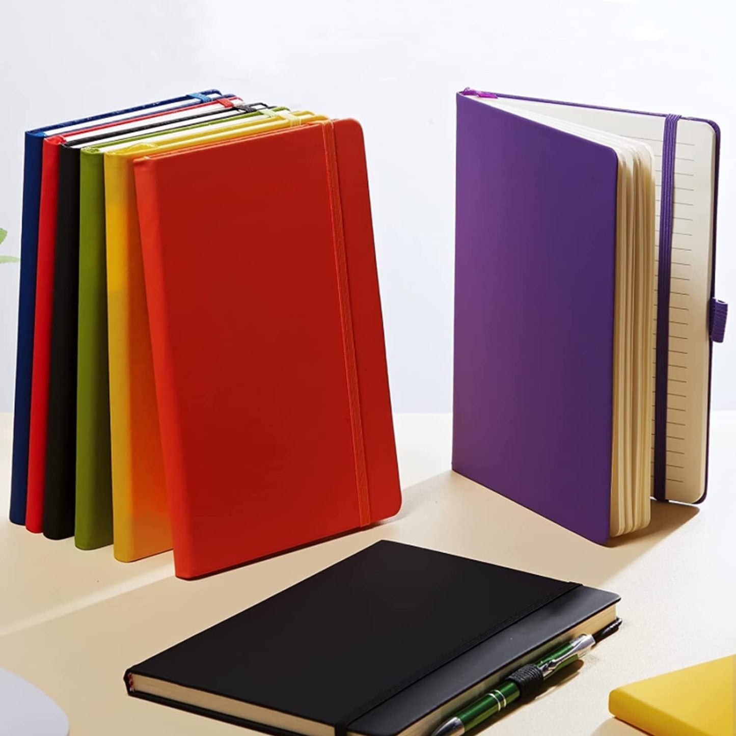 7 Pack Lined Journal Notebooks 5.5 x 8.2 Inch A5 Hardcover Notebook College Ruled Notepad with Pen Holder PU Leather Ruled Lined Notebook Journals for School Business Work Writing(Mixed Color)