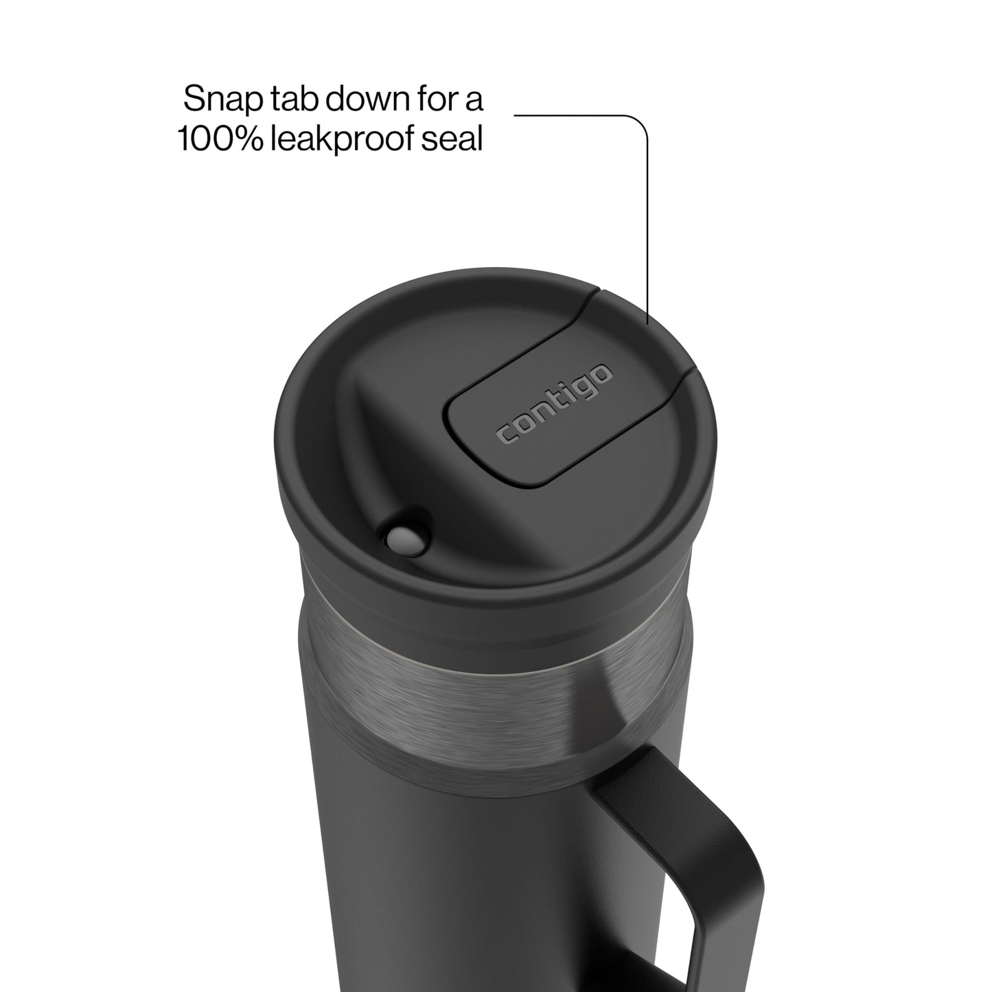 Contigo SnapSeal 20 oz Travel Mug w/Side Handle | Vacuum-Insulated Stainless Steel for Hot Coffee & Tea or Cold Drinks | Spill-Proof Lid w/Straw Compatibility | BPA & Lead-Free | Dishwasher Safe