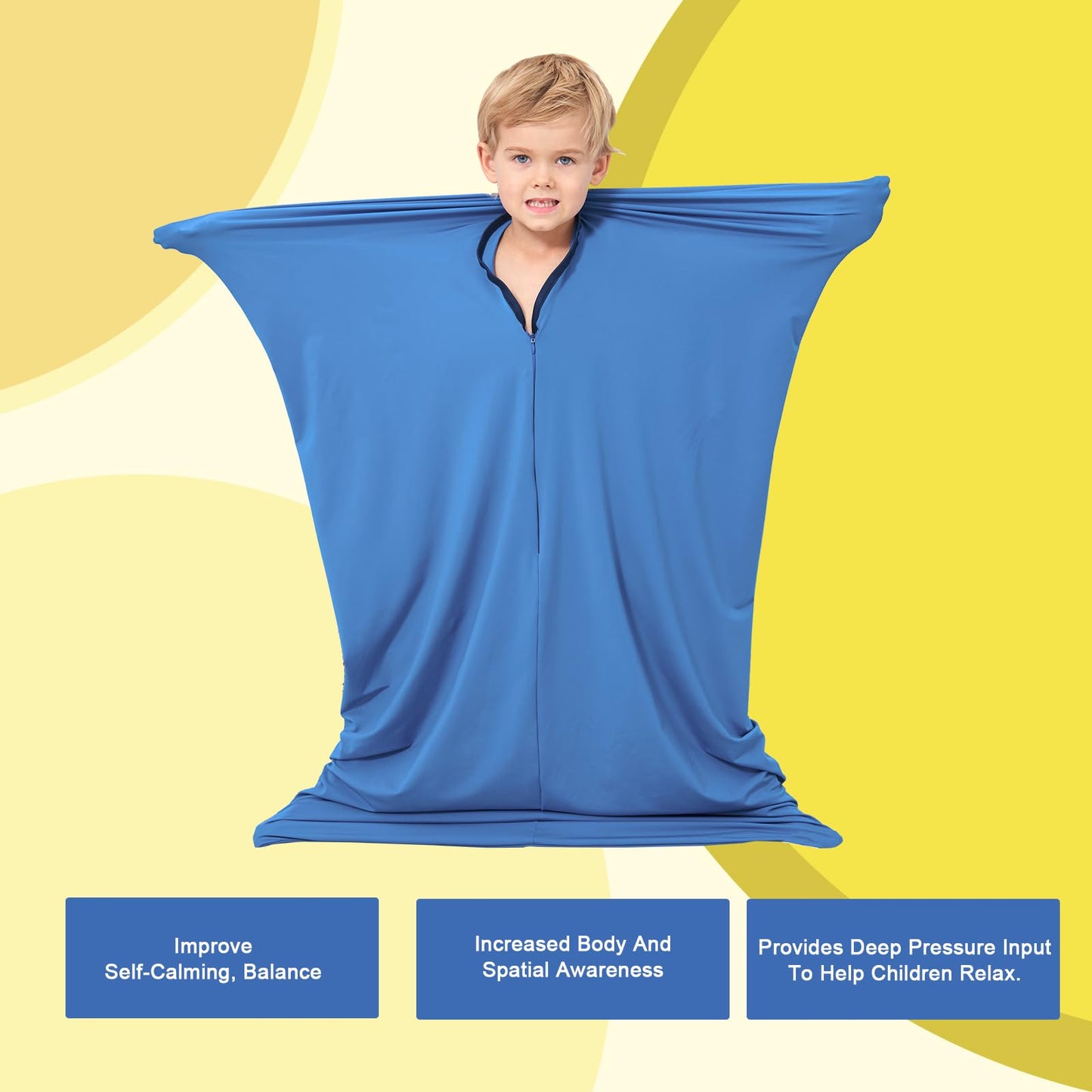 Sensory Body Sock for Kids,Full-Body Wrap Sensory Sox Body Socks to Relieve Stress with Autism, Anxiety,Sensory Integration (Small 40''×27'' Blue)