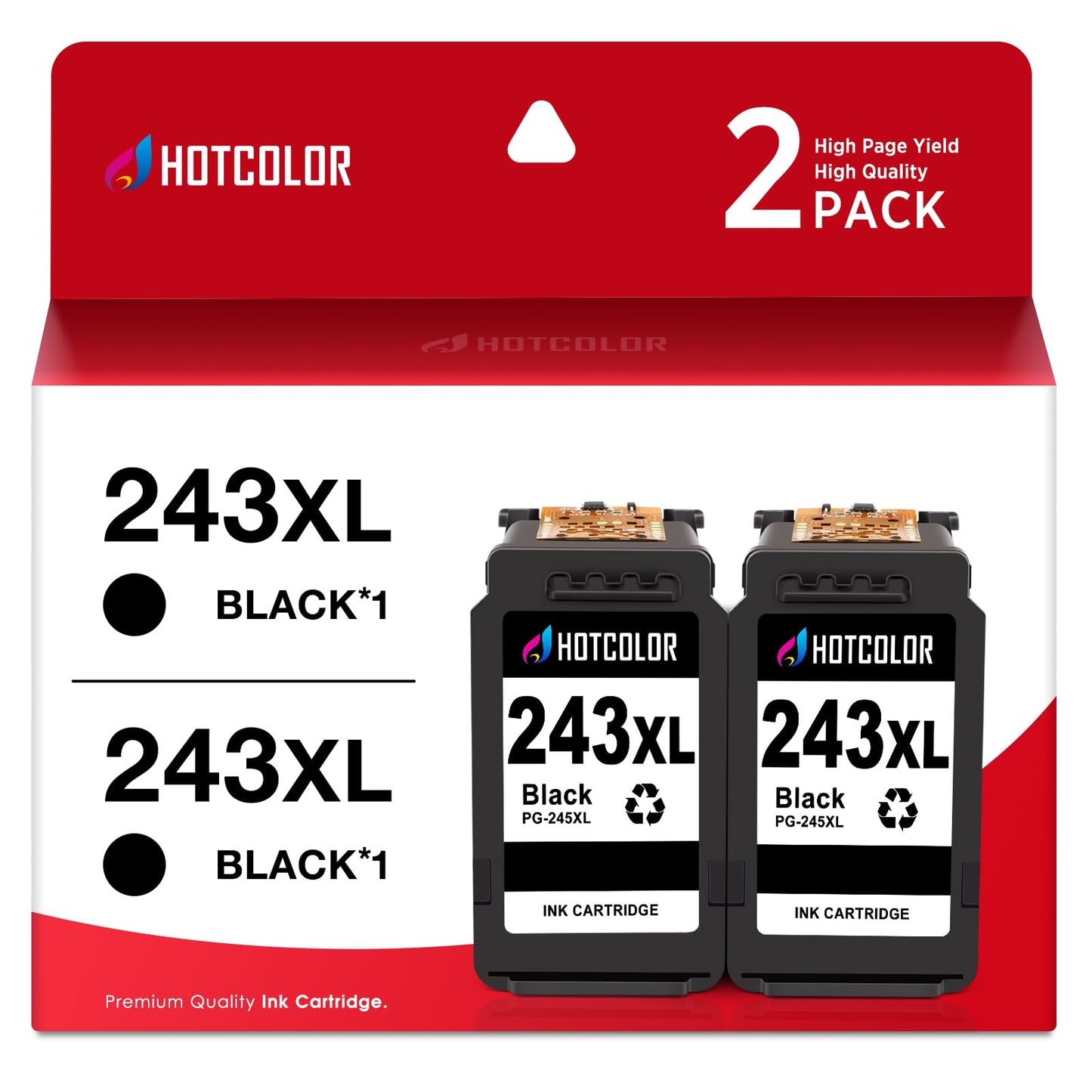 HOTCOLOR PG-243XL(245XL) ts3420 Ink cartridges PG243 Replacement for Canon 243 Black Ink Cartridge for Canon Printer Ink 243 244 for Canon pixma ts3420 Ink TS3400 TR4522 MG2524 (2 Black)