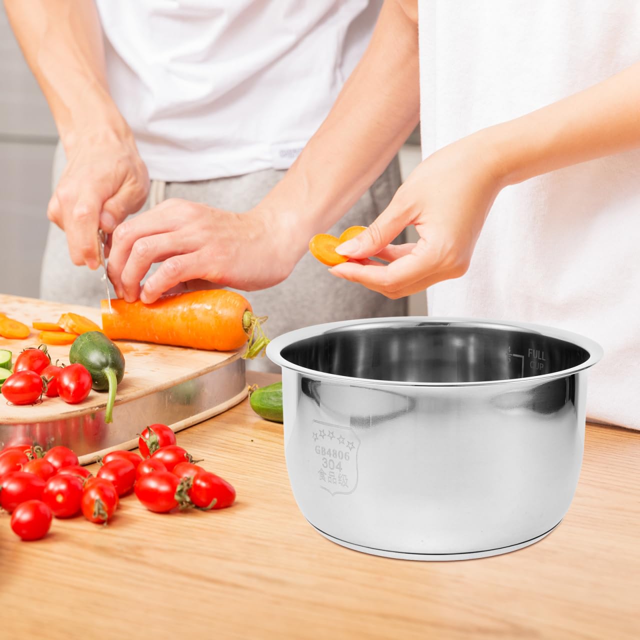 VICASKY 304 Stainless Steel Rice Cooker Inner Pot,Non-Stick Replacement Pot Thickened Universal for Quick Cooking 8.26 Inch (3L)