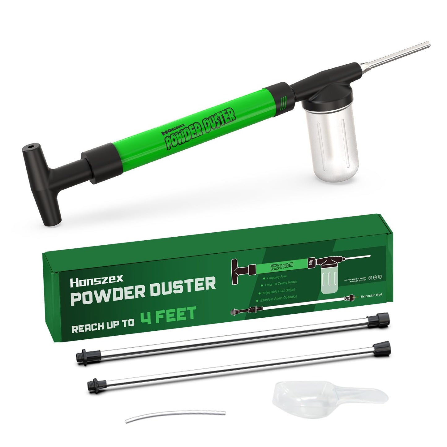 Honszex Diatomaceous Earth Duster, Reach Up to 4 FT, Diatomaceous Earth Powder Duster, Applicator, Sprayer, Spreader for Indoor Gardening and Outdoor Garden Plant Care