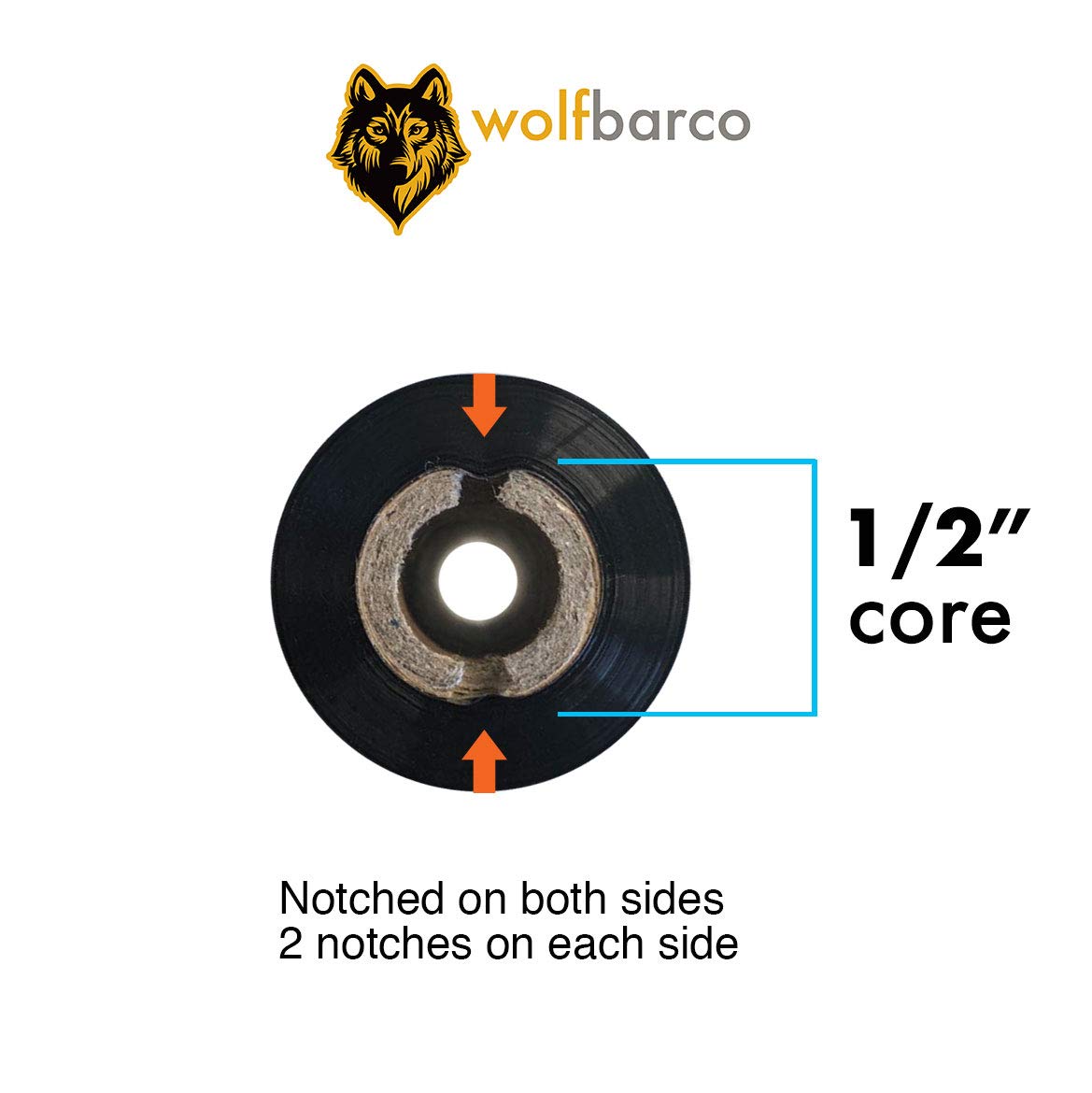 Wolfbarco 12 Rolls 4.33" x 243' (110mm x 74m) Premium Resin-Enhanced Wax Thermal Transfer Ribbon Black 1/2" Core CSO for Zebra GC420t, GK420t, GX420t, ZD421t, ZD621t, TLP2824 Desktop Barcode Printers