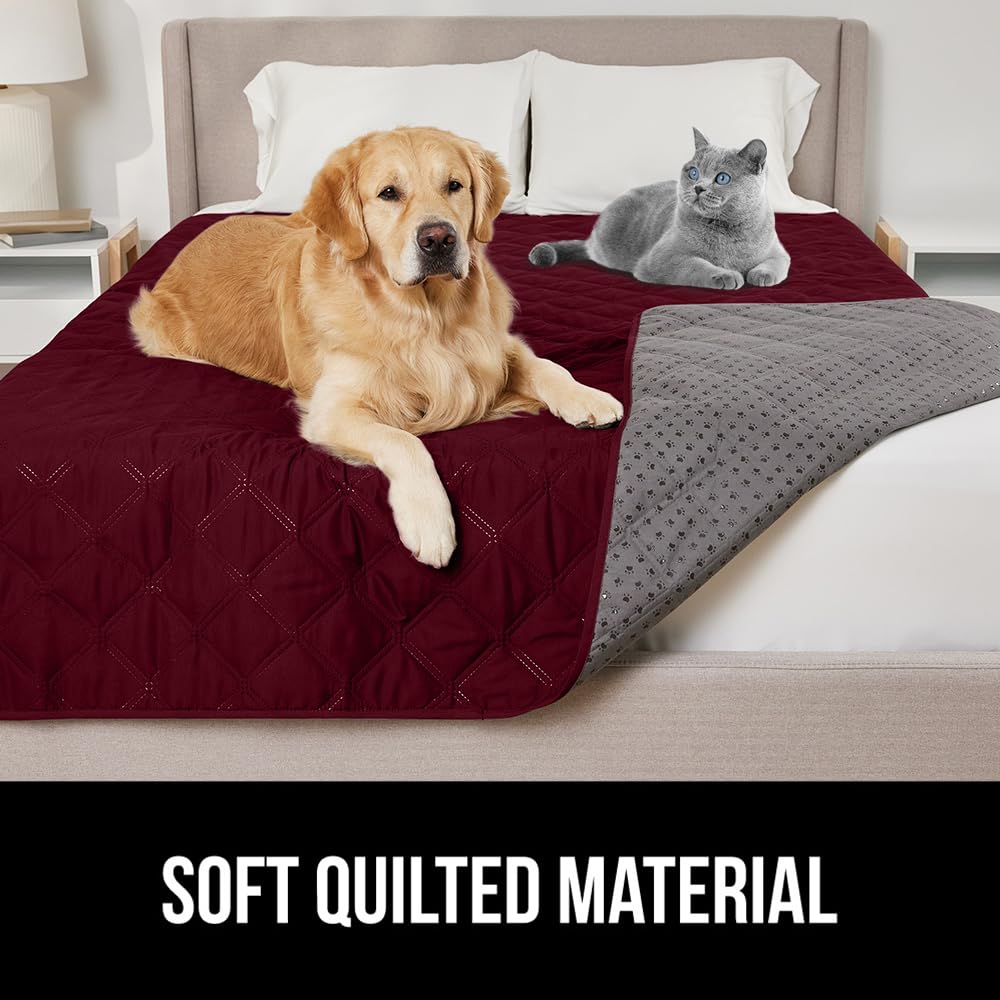 GORILLA GRIP Waterproof Dog Bed Cover, Pet Blanket for Furniture, Sofa, Couch, Crate, Car, Sofa Throw Essential for Cats and Dogs, Tear and Slip Resistant Leakproof Cushion Cover, 30x70 Burgundy