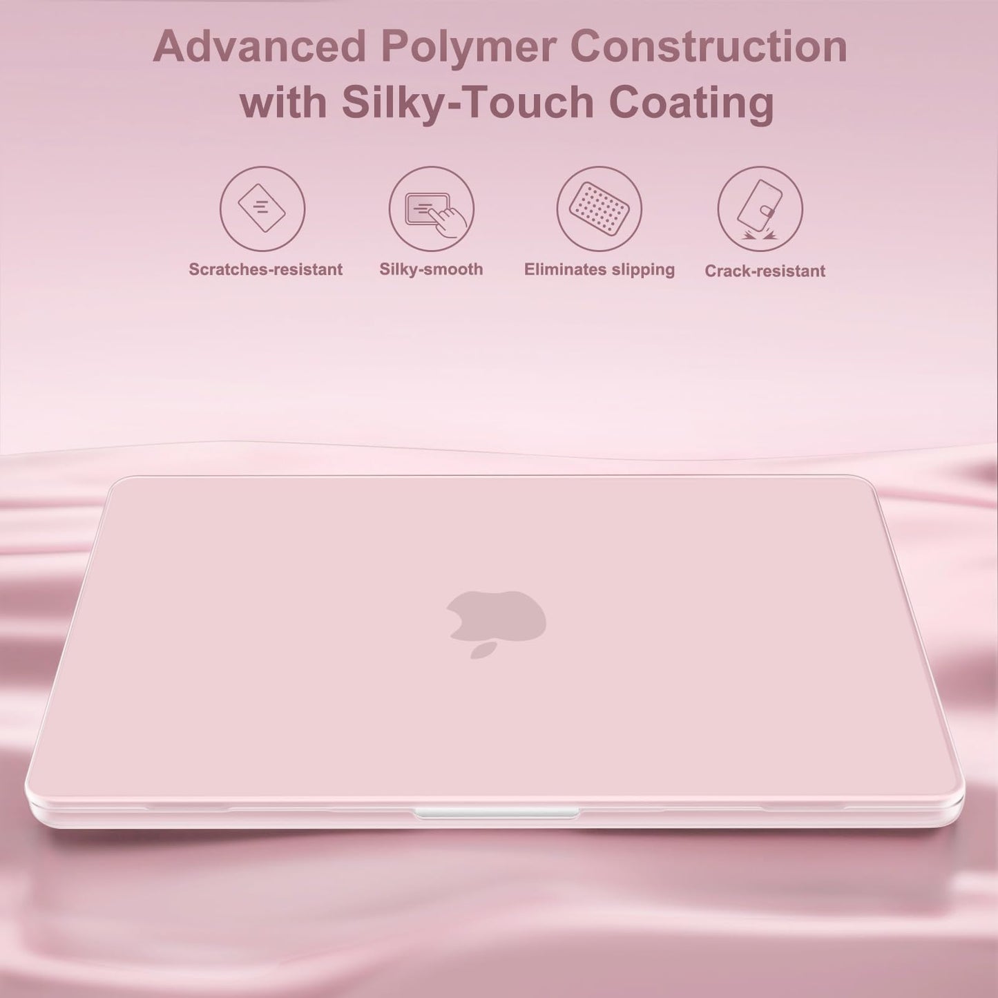 MOSISO Compatible with MacBook Air 15 inch Case M5 2026 M4 2025 M3 M2 2024 2023 A3448 A3241 A3114 A2941,Protective Hard Shell&Carrying Sleeve Bag&Keyboard Cover&Webcam Cover&ScreenFilm, Baby Pink