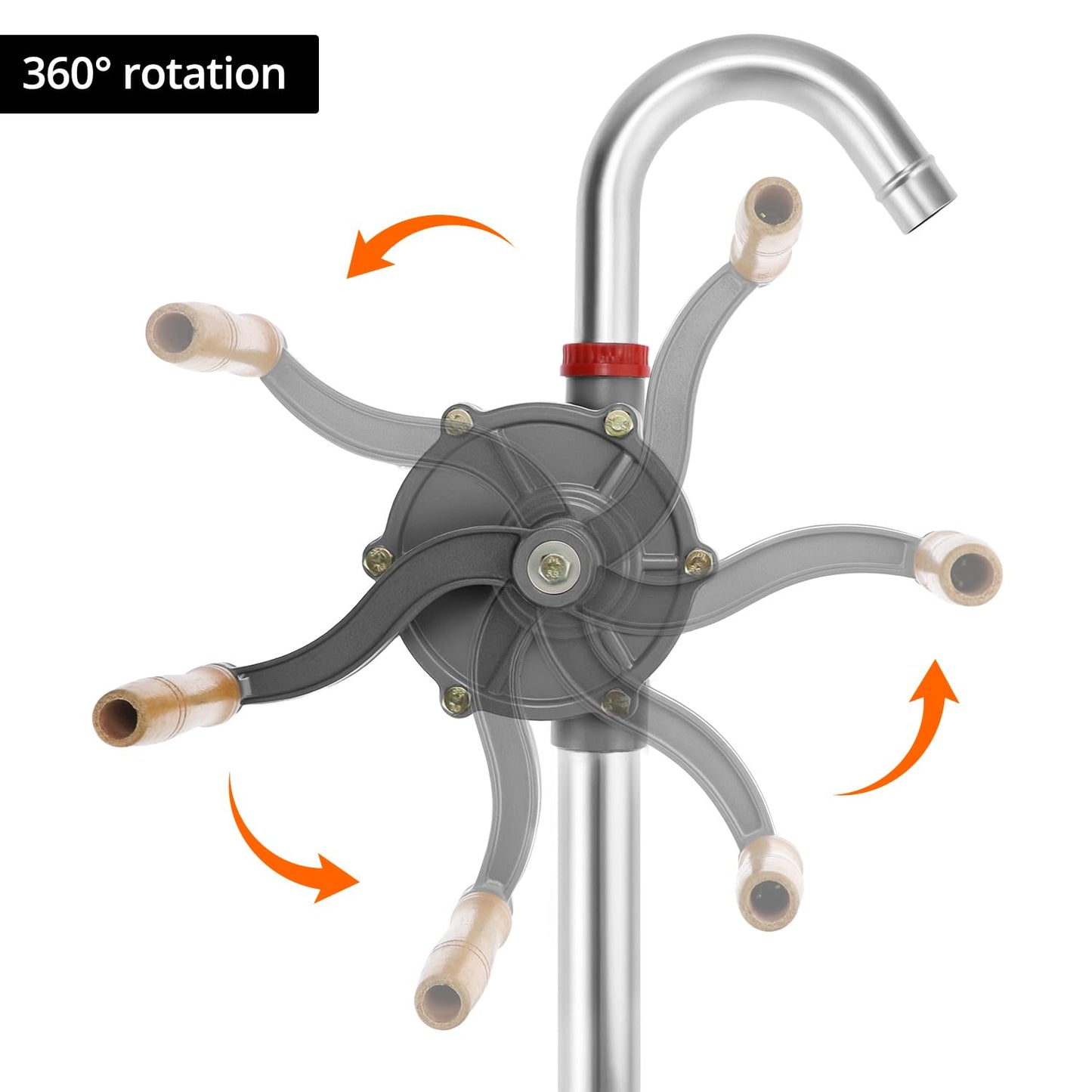 QWORK Aluminum Drum Rotary Hand Pump, Barrel Pump Hand Crank Oil Gas Barrel Drum Pump Rotary Oil Fuel for 5, 15, 30, 55 gal