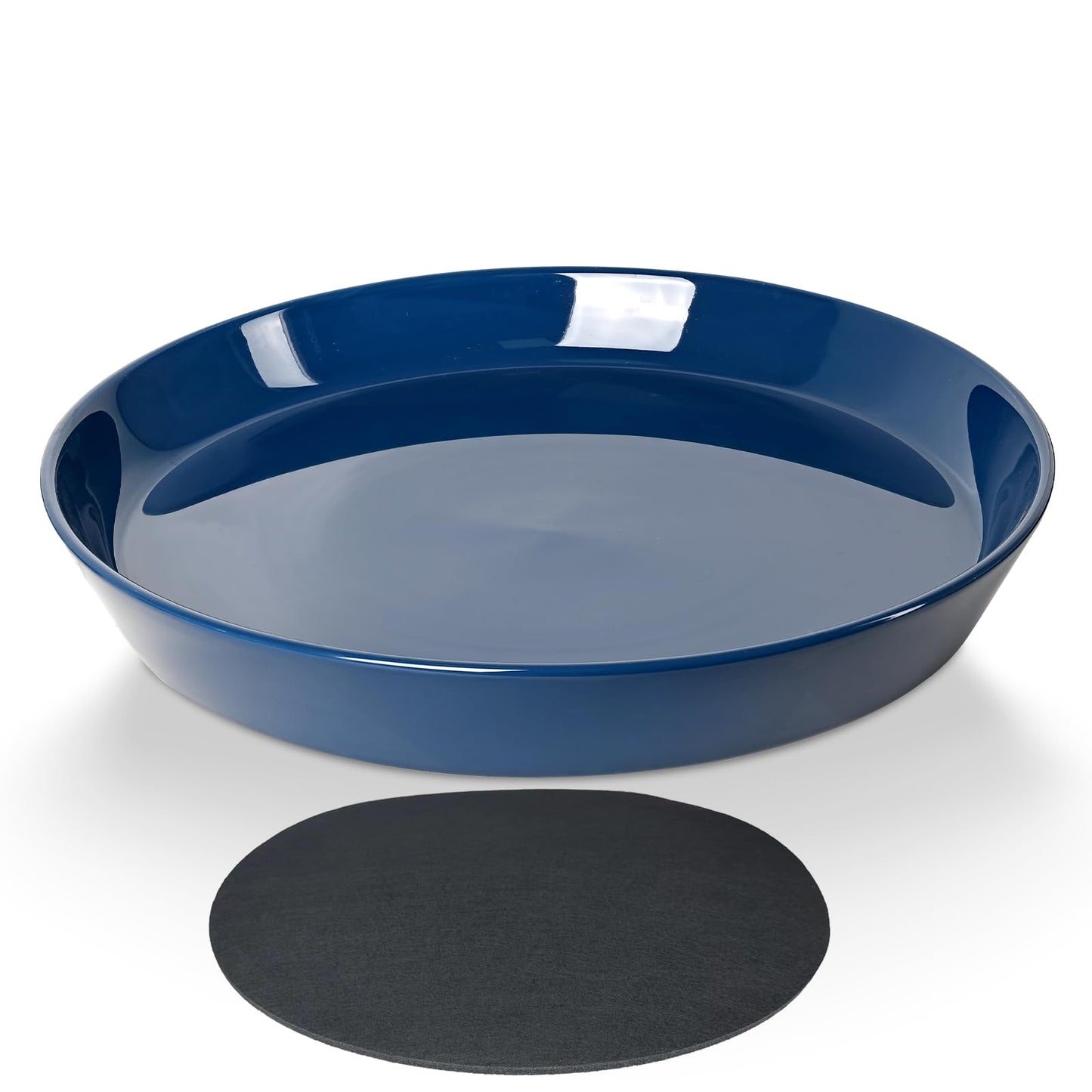 1 Pack Plant Saucer Pot Trays 14 Inch, Deep Plant Saucers Water Catcher Tray for Indoor & Outdoor Planters,Bird Bath Durable Ceramic Plant Tray for Flower Pot （14 inch Blue）