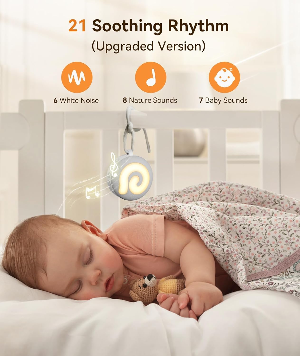 Dreamegg Portable Sound Machine for Baby Kids, White Noise Machine for Sleeping,Night Light,21 Soothing Sounds, Volume Control, Child Lock, USB Rechargeable Sound Machine Baby for Travel