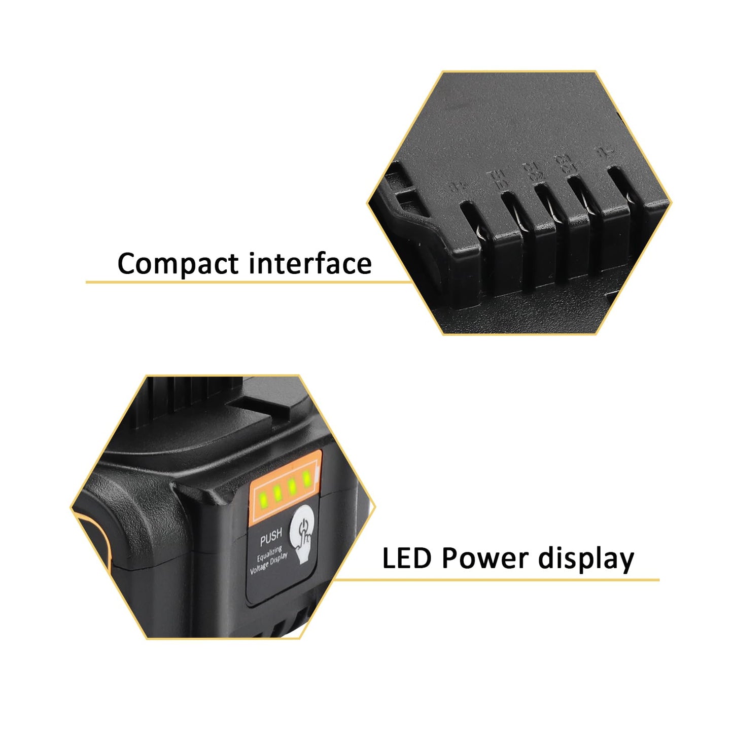 2 Pack Waitley 20V 5.0Ah Replacement Battery Compatible with Dewalt DCB200 DCB203 DCB204 DCD780 DCD785 DCD795 DCF885 DCF895 DCS380 DCS391 Li-ion Battery Tools