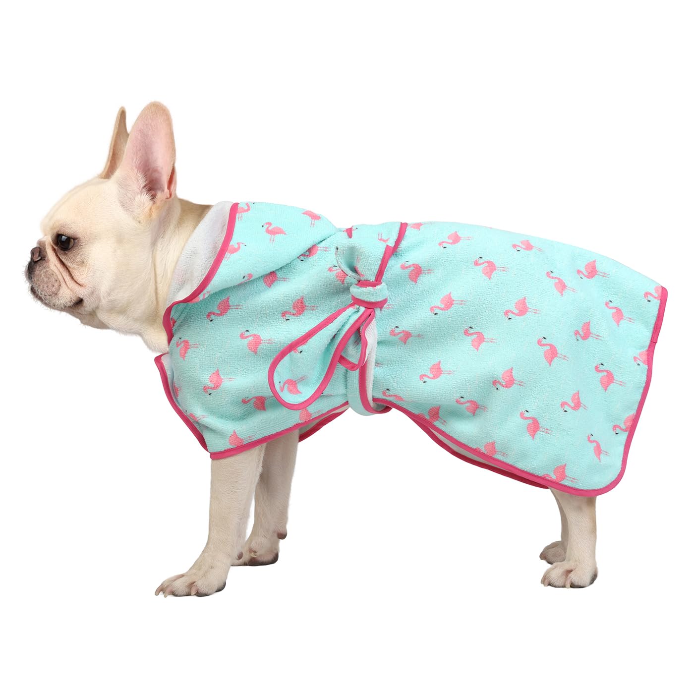 HDE Dog Bathrobe Super Absorbent Quick Drying Towel Wrap Adjustable Bath Robes with Hood for Dog Sizes S-XXL