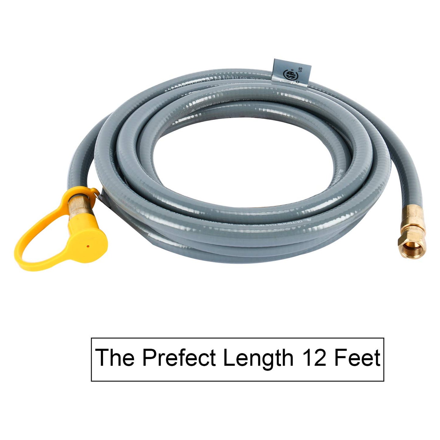 12 Feet 3/8 inch ID Natural Gas Grill Hose with 3/8" Male Flare Quick Connect/Disconnect - 3/8inch Female Flare Adapter for Outdoor NG/Propane Appliance - CSA Certified