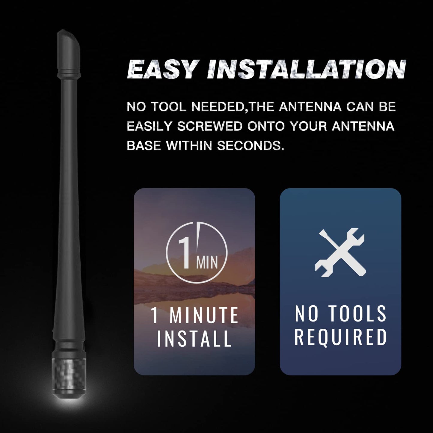 Rydonair Antenna Compatible with 2012-2024 Dodge Ram 1500 | 7 inches Rubber Antenna Replacement | Designed for Optimized FM/AM Reception